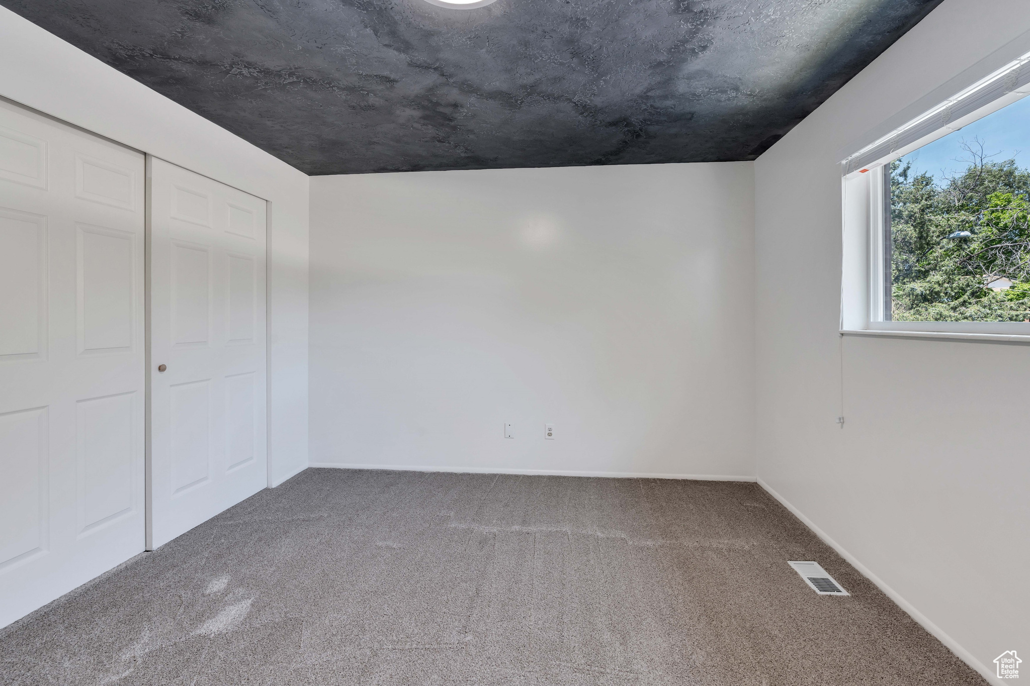 Unfurnished bedroom featuring a closet and carpet flooring