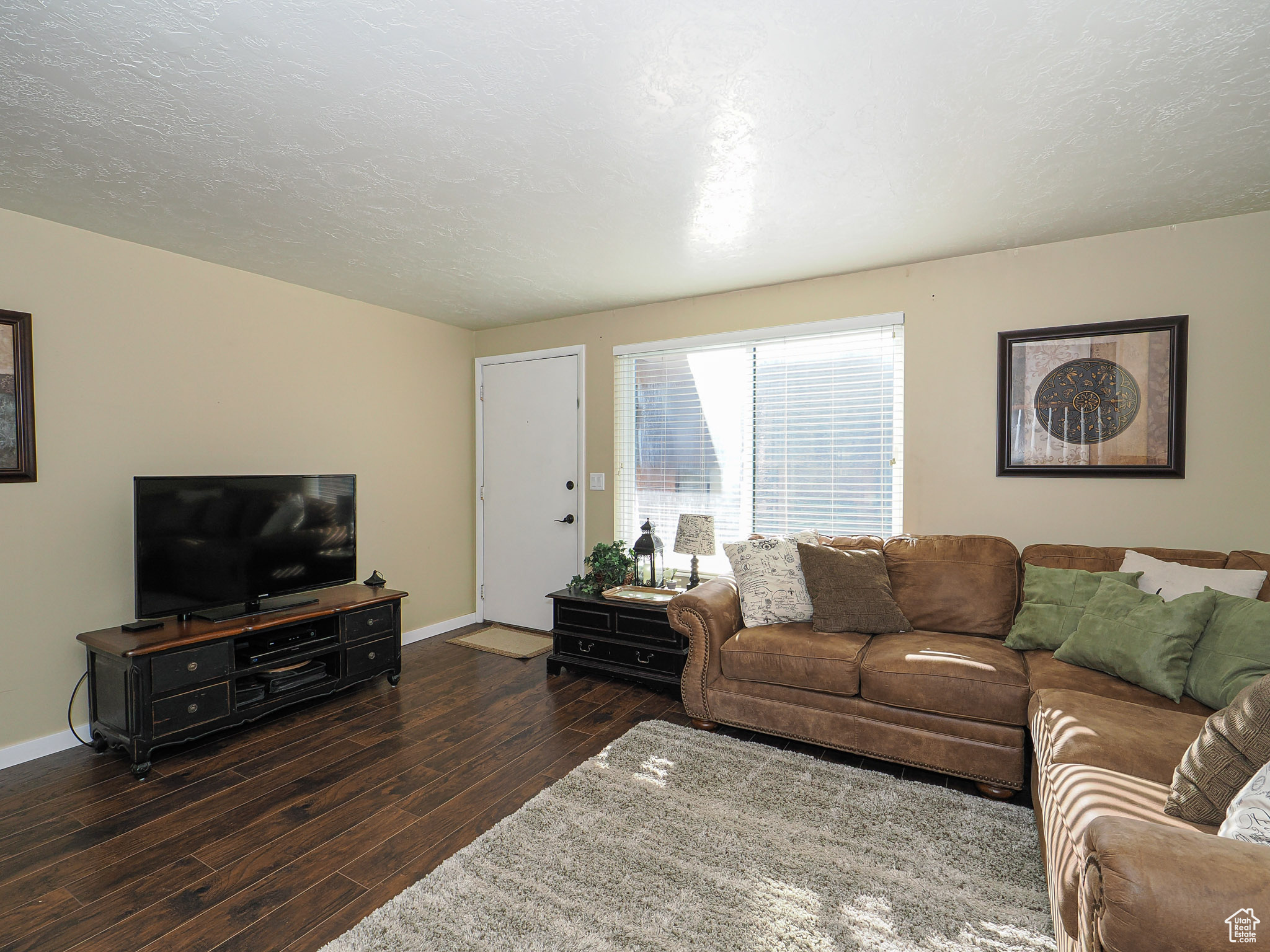 Living room featuring dark hardwood / wood-style floors