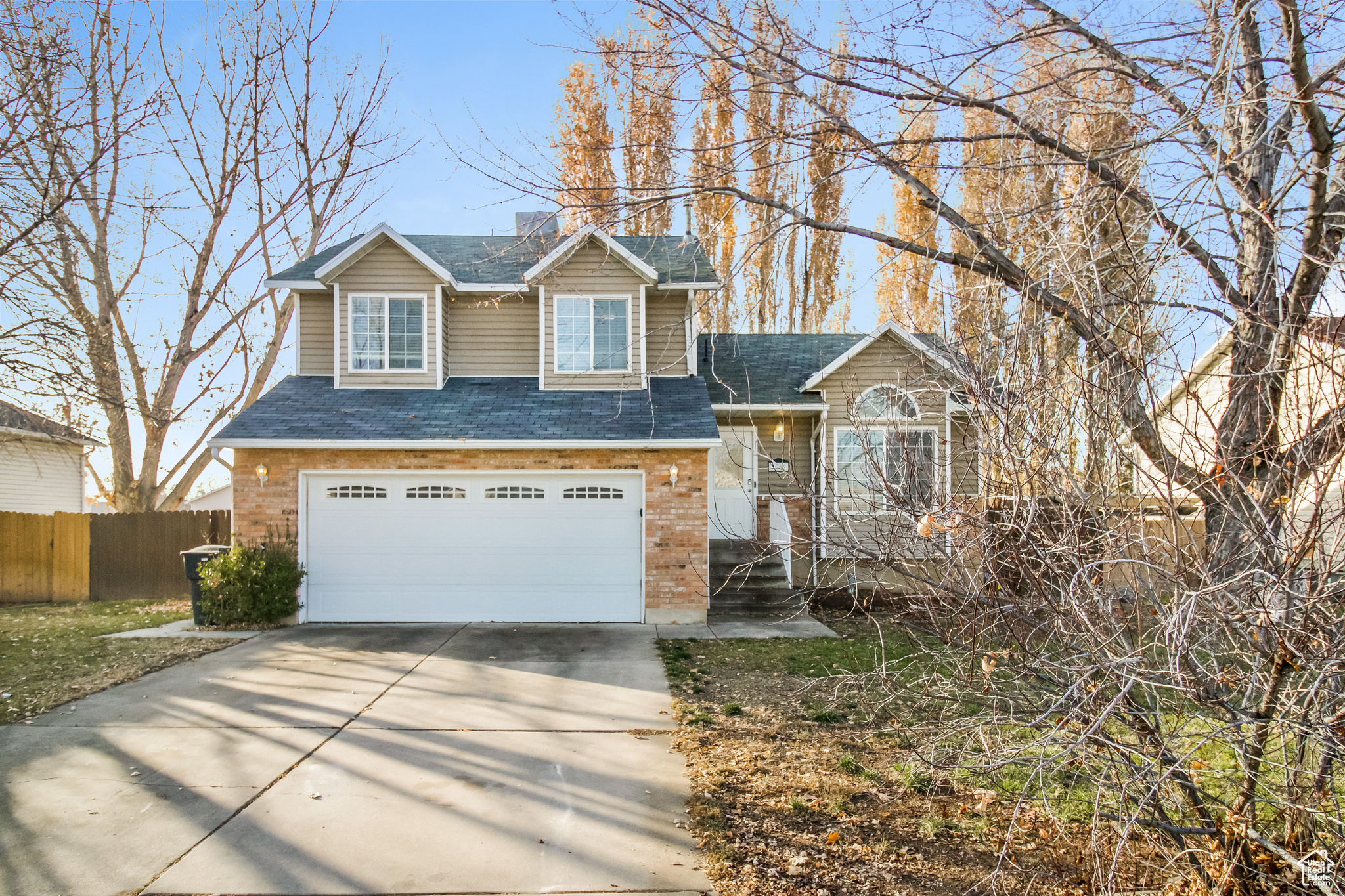 View of front of home with a garage