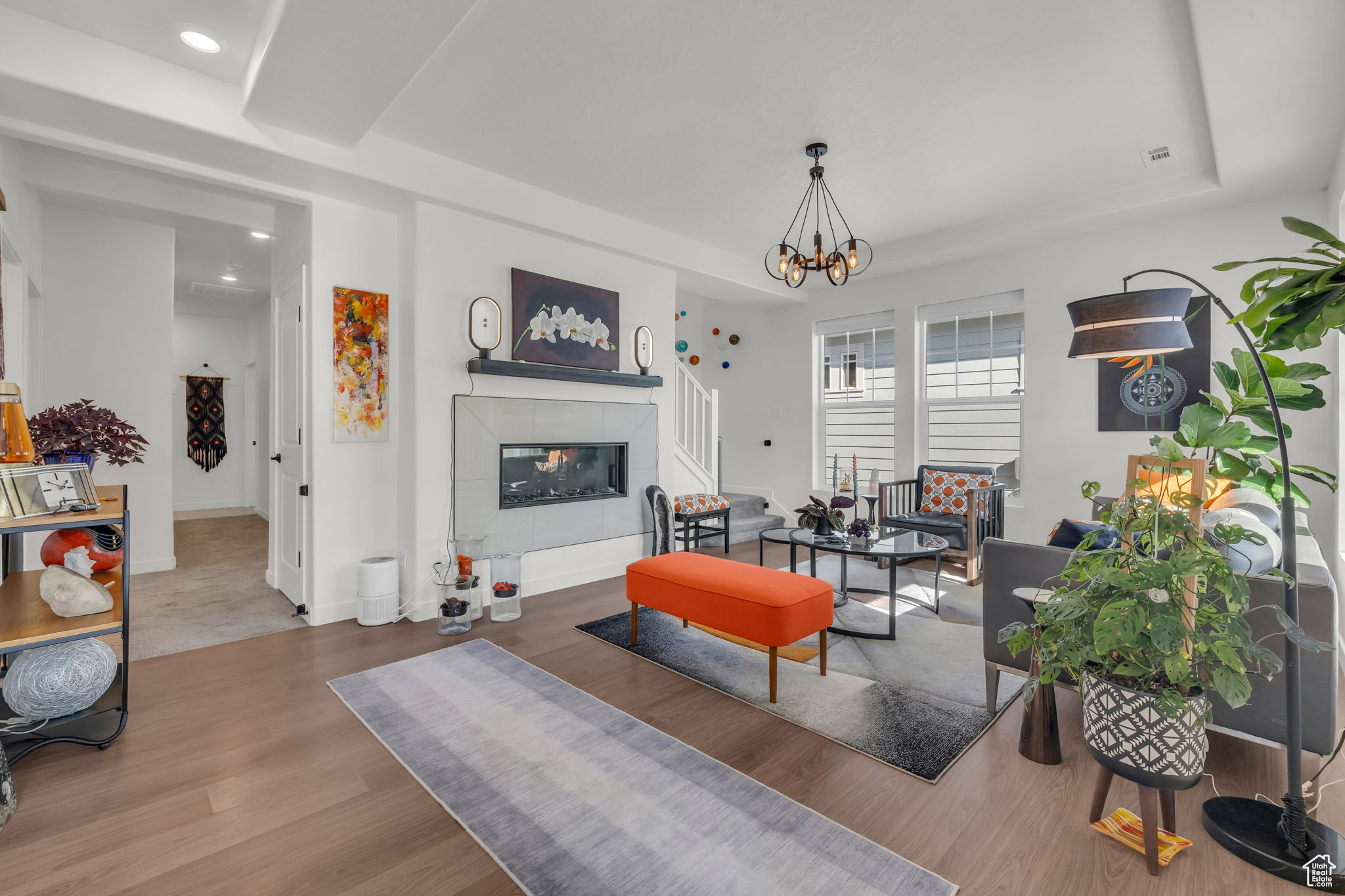 Light and bright open living room/kitchen.