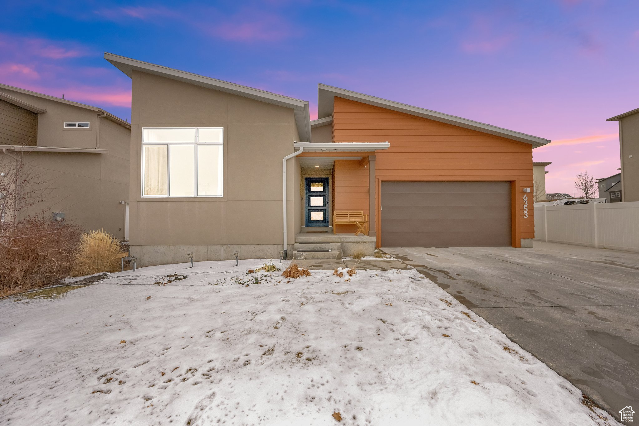 Contemporary home with a garage