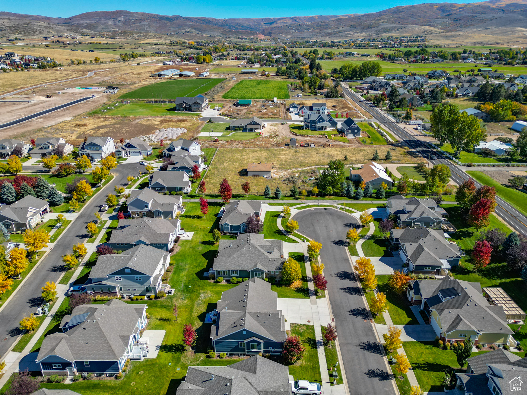 Drone / aerial view with a mountain view