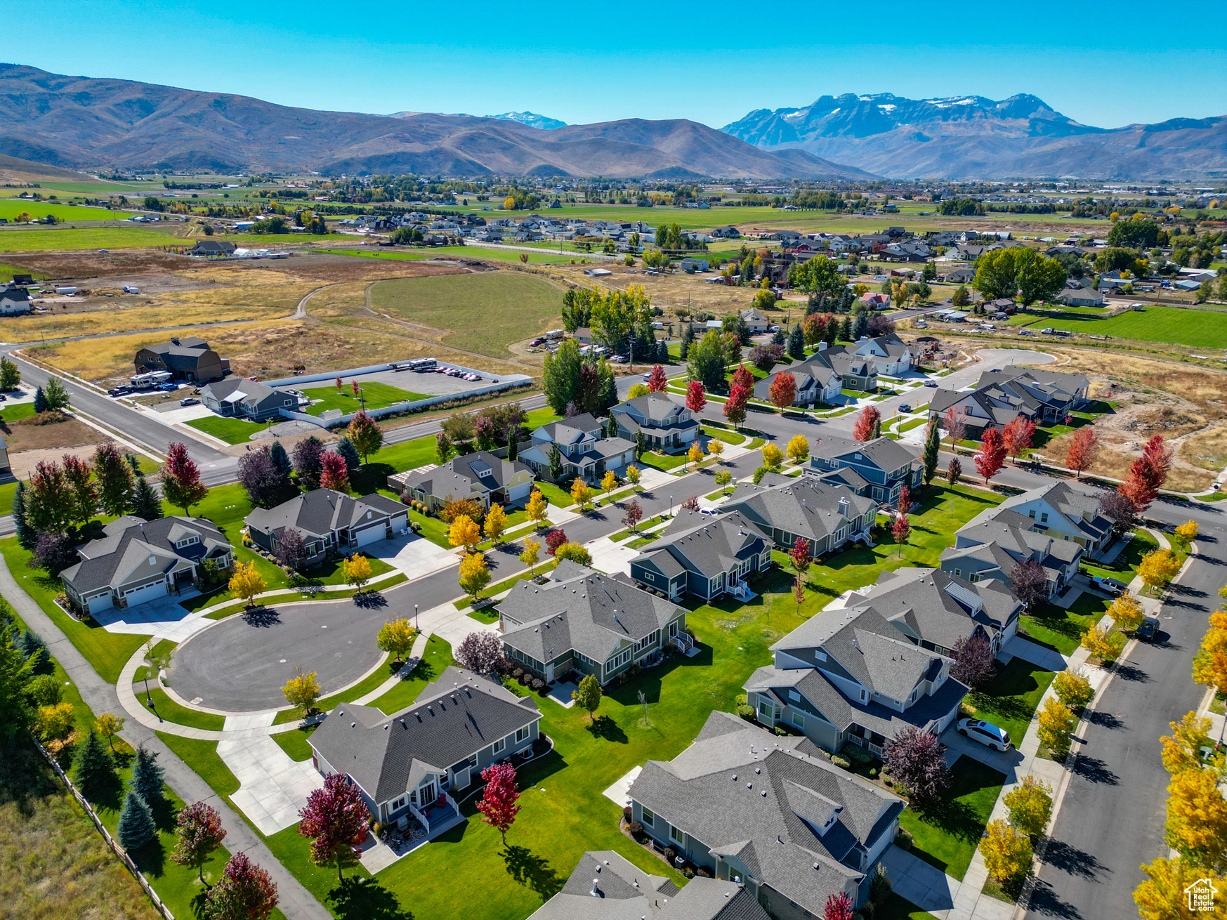 Drone / aerial view featuring a mountain view