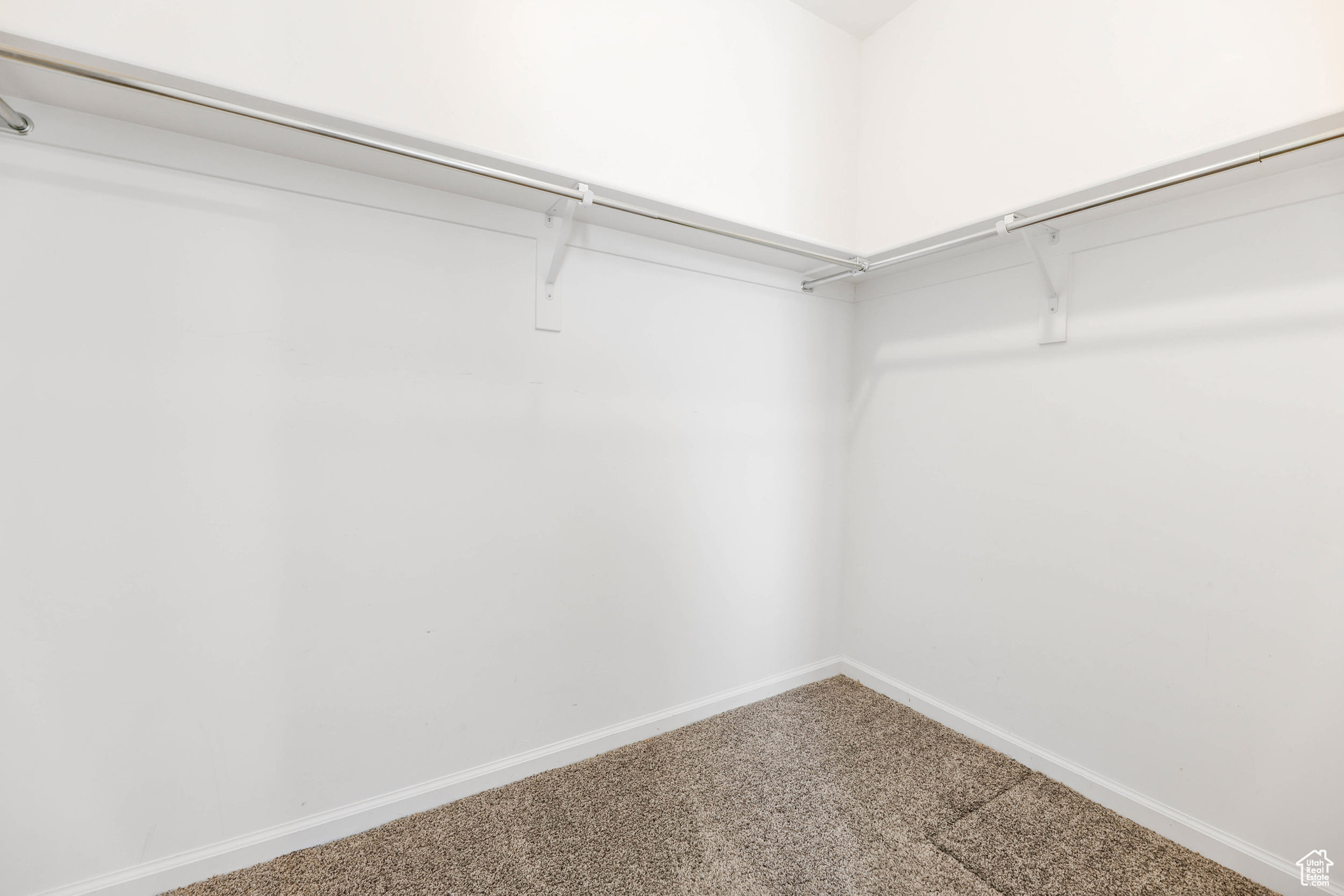 Walk in closet featuring carpet flooring located of the primary bedroom