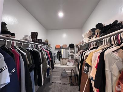 Walk in closet featuring carpet floors