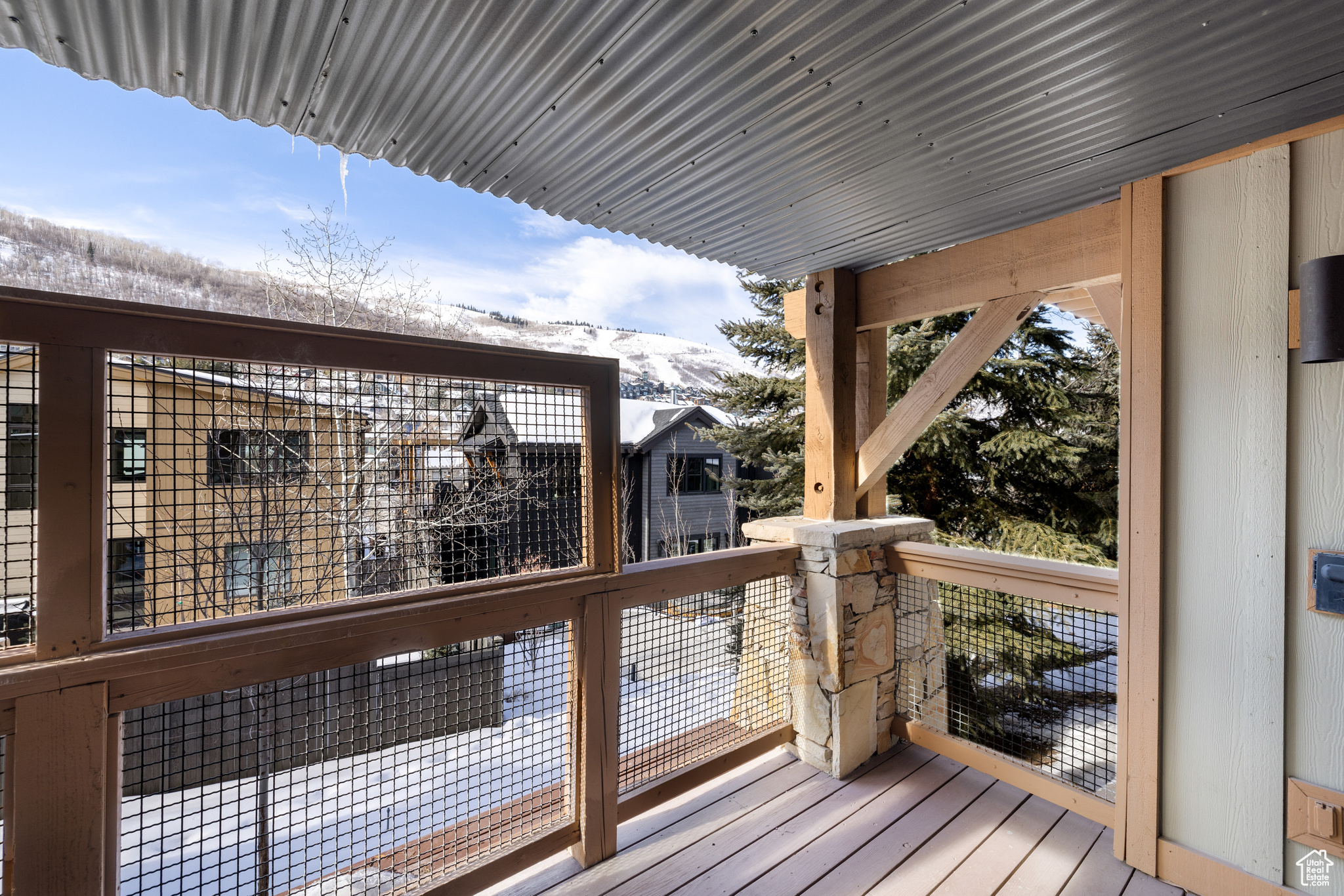 View of snow covered deck