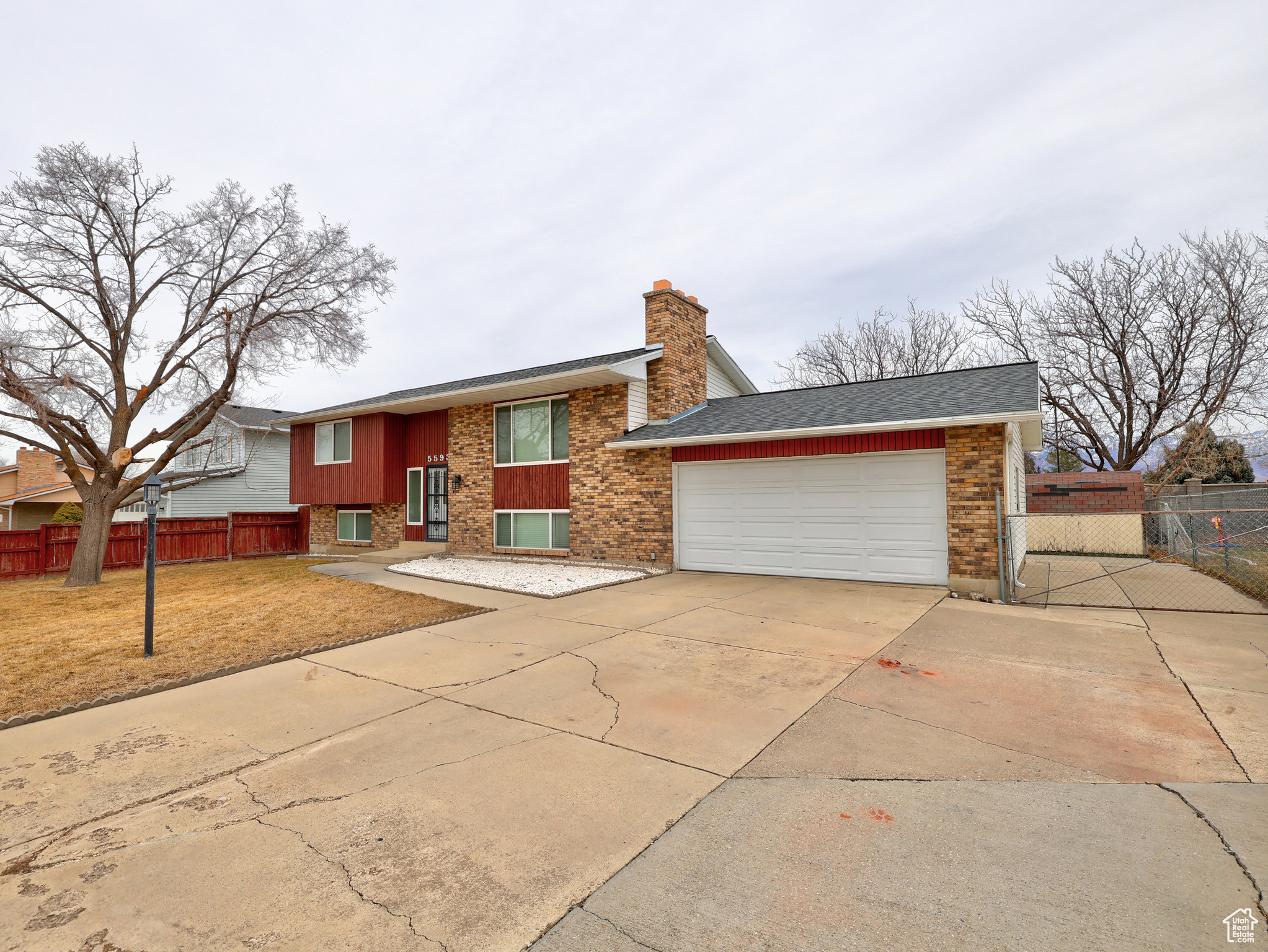 Bi-level home with a garage