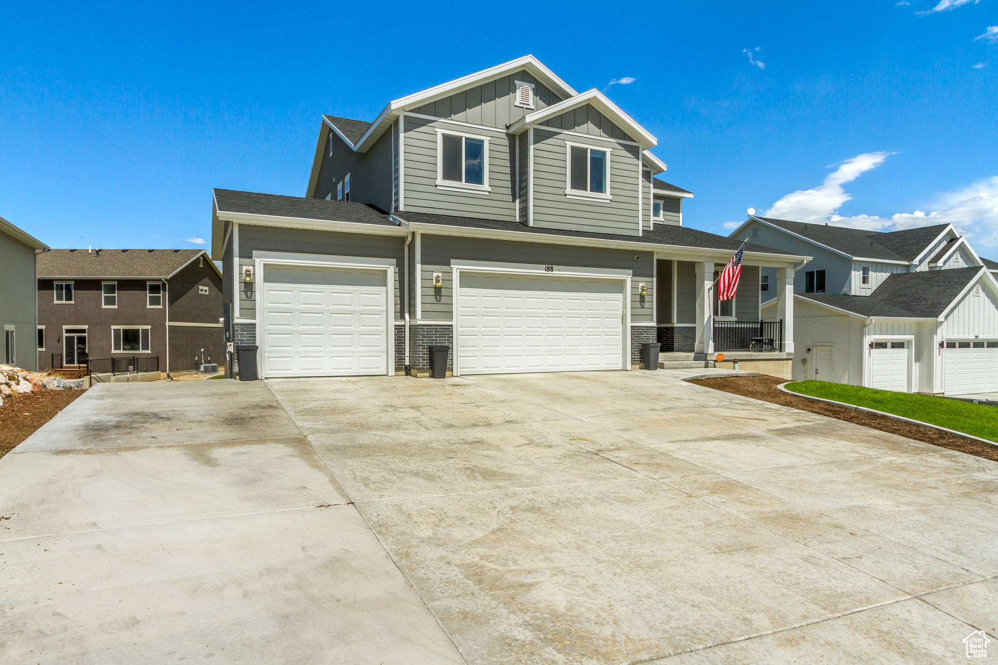 View of front of property with a garage