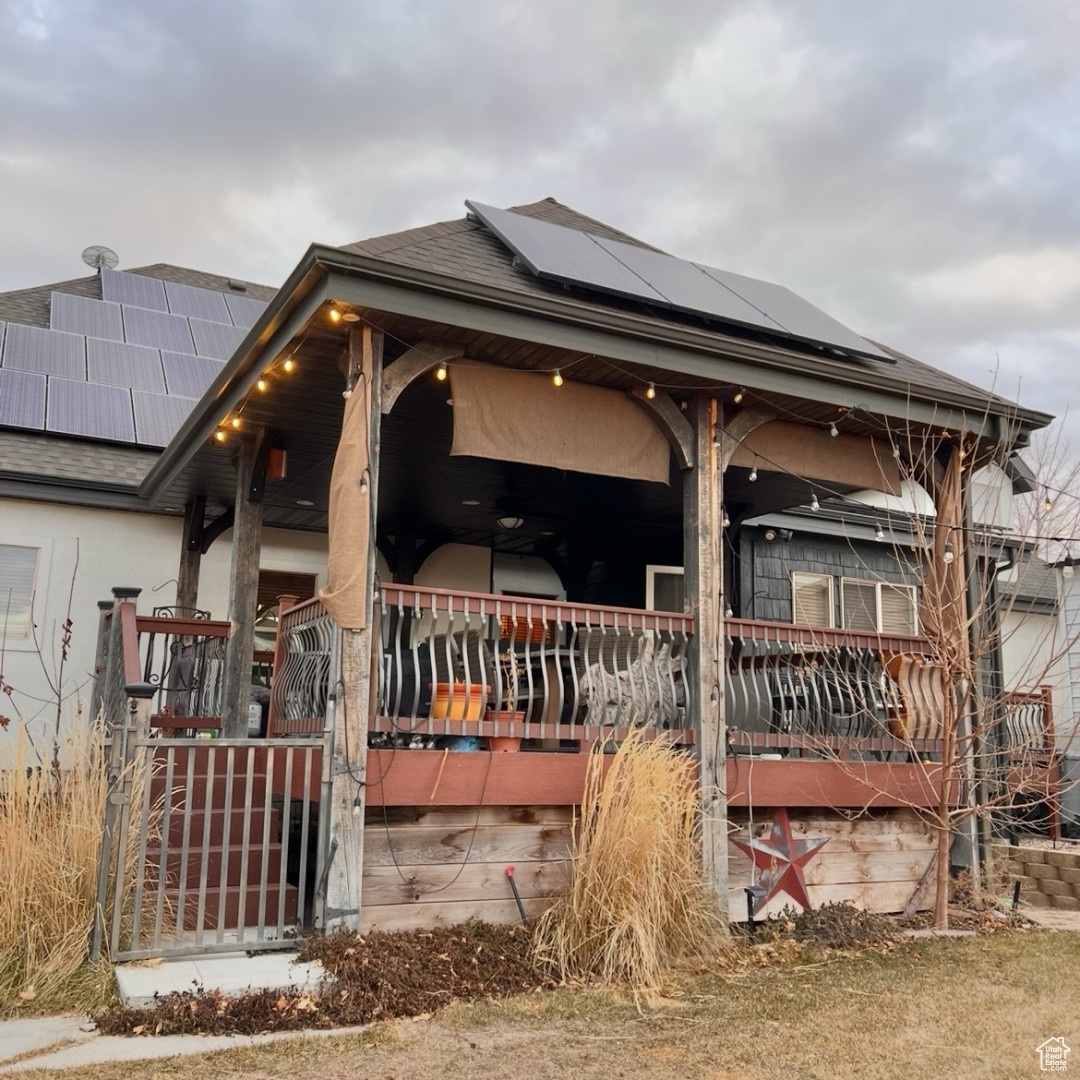 Exterior space featuring solar panels