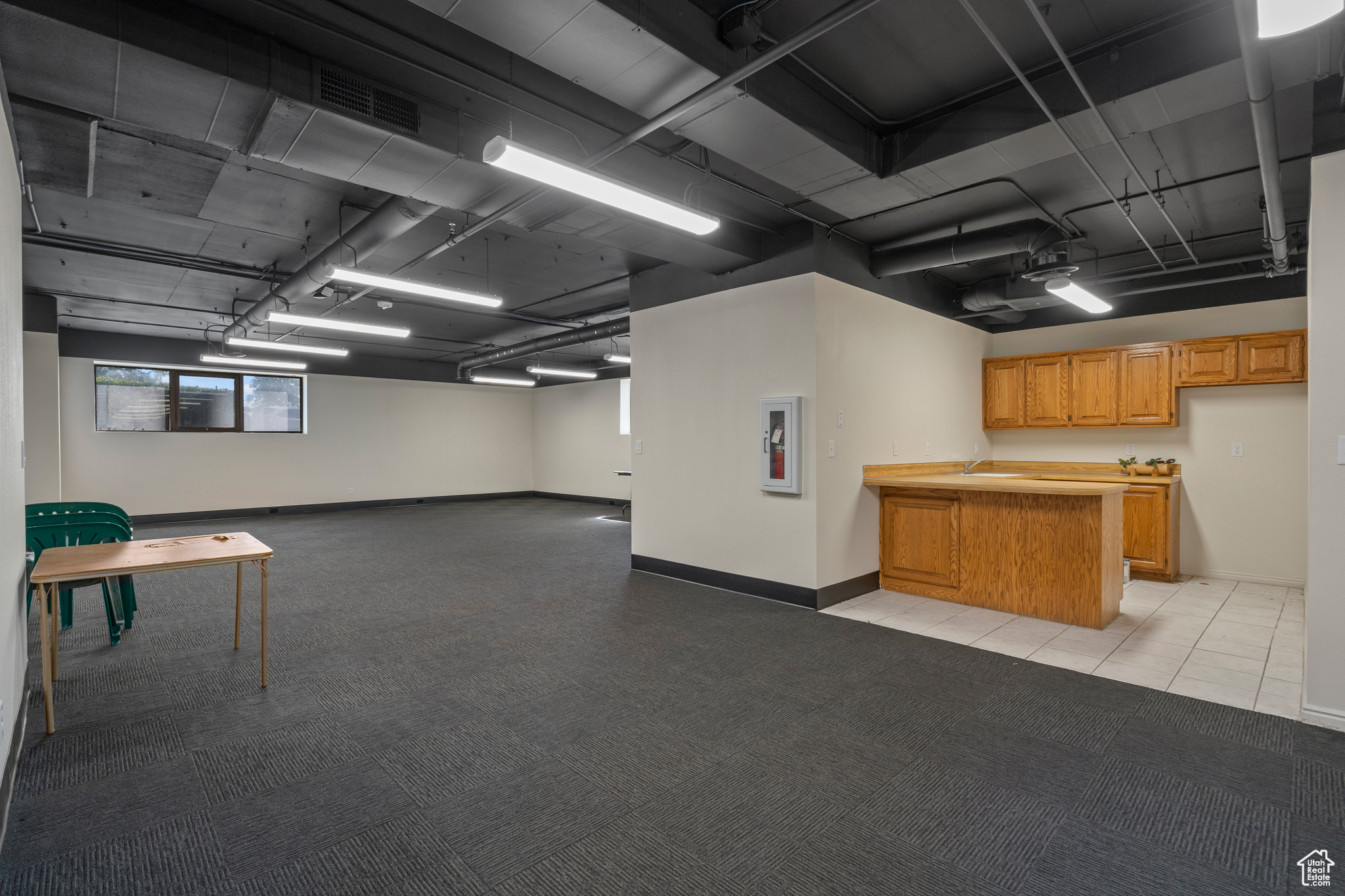 Interior space with light carpet