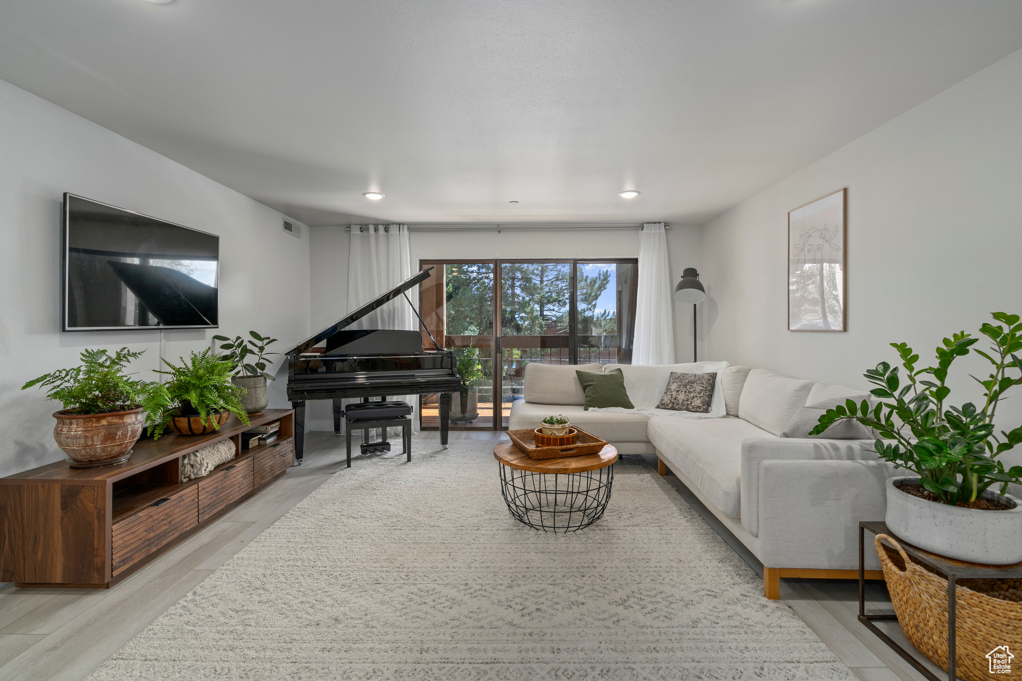 Living room featuring light wood-type flooring