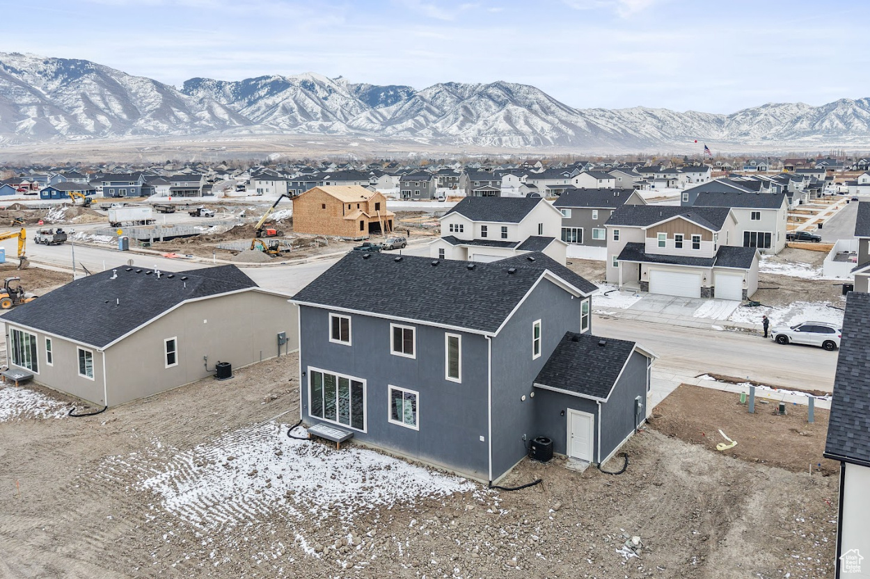 Aerial view featuring a mountain view