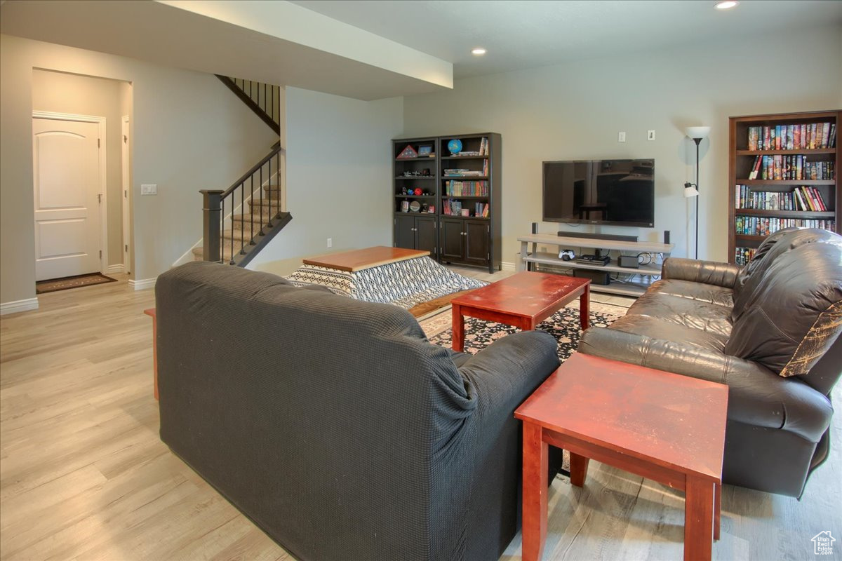 Living room featuring light hardwood / wood-style floors