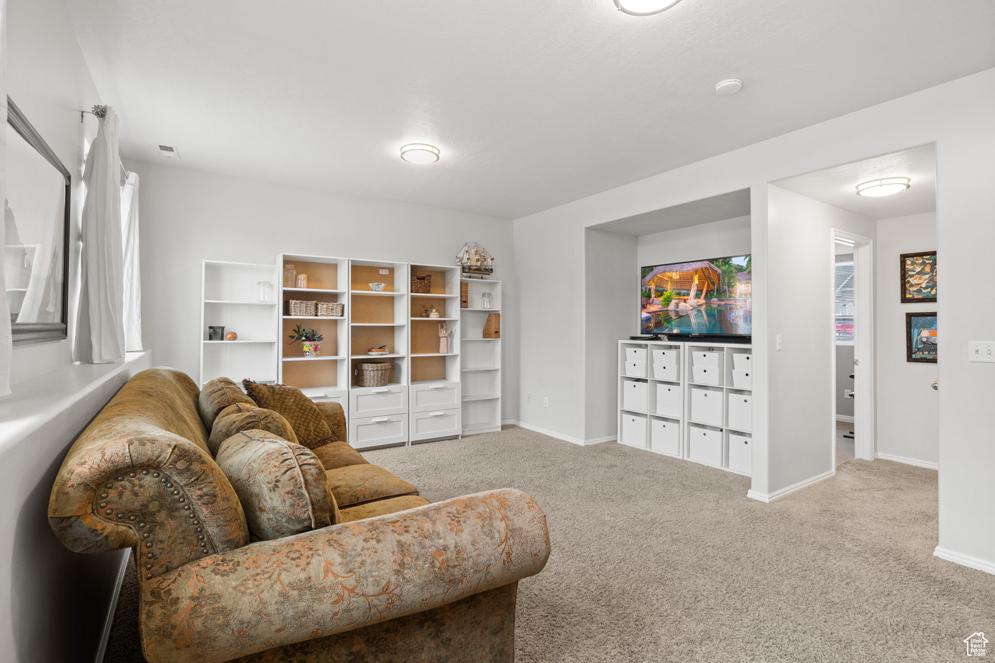 View of carpeted living room