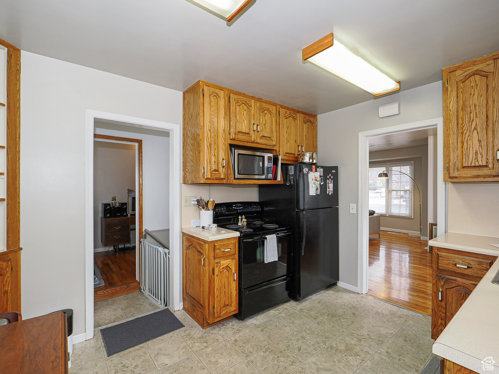 Kitchen with black appliances