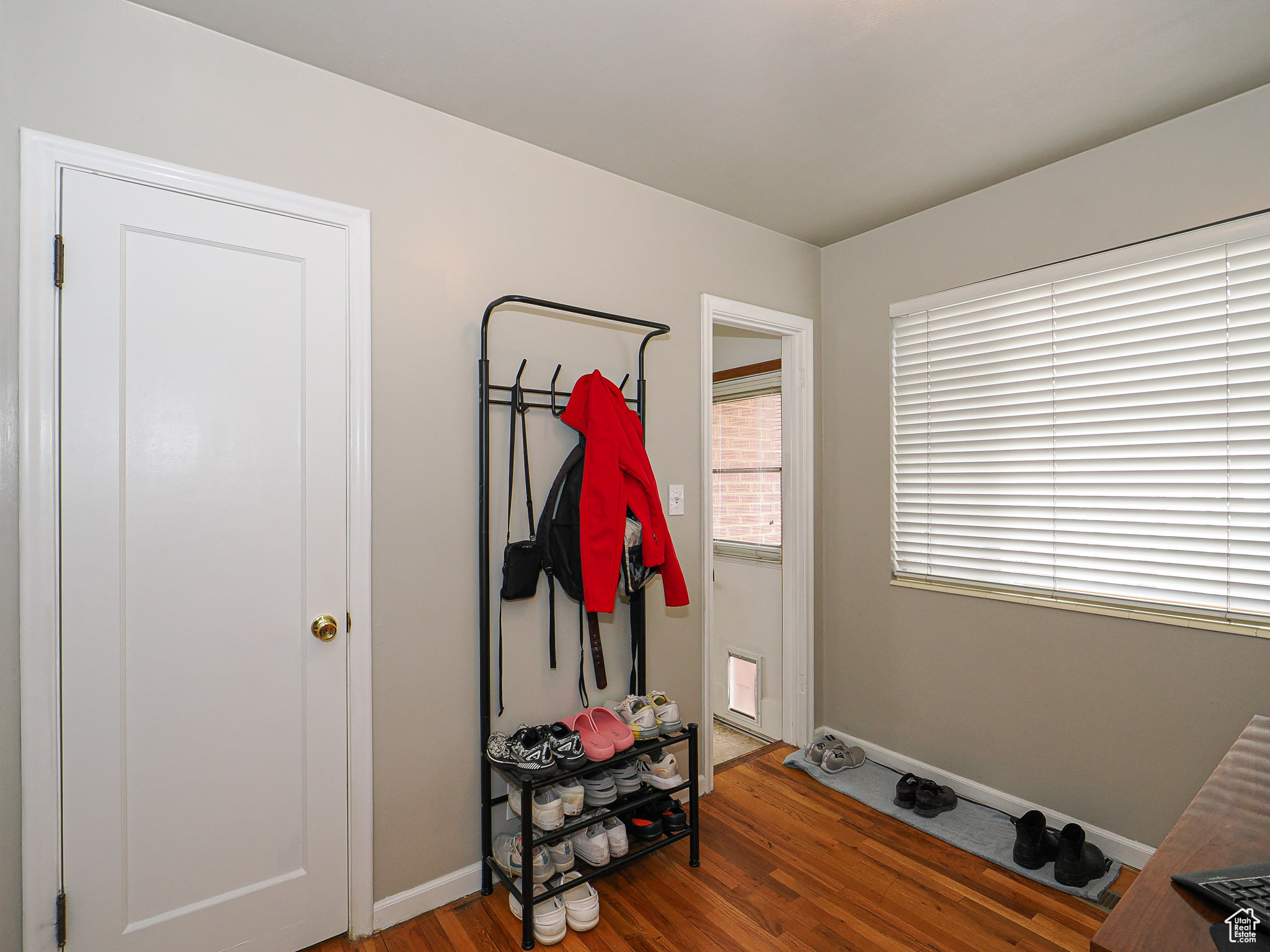 Mudroom featuring hardwood / wood-style flooring