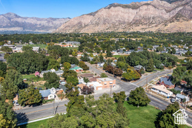 Drone / aerial view with a mountain view