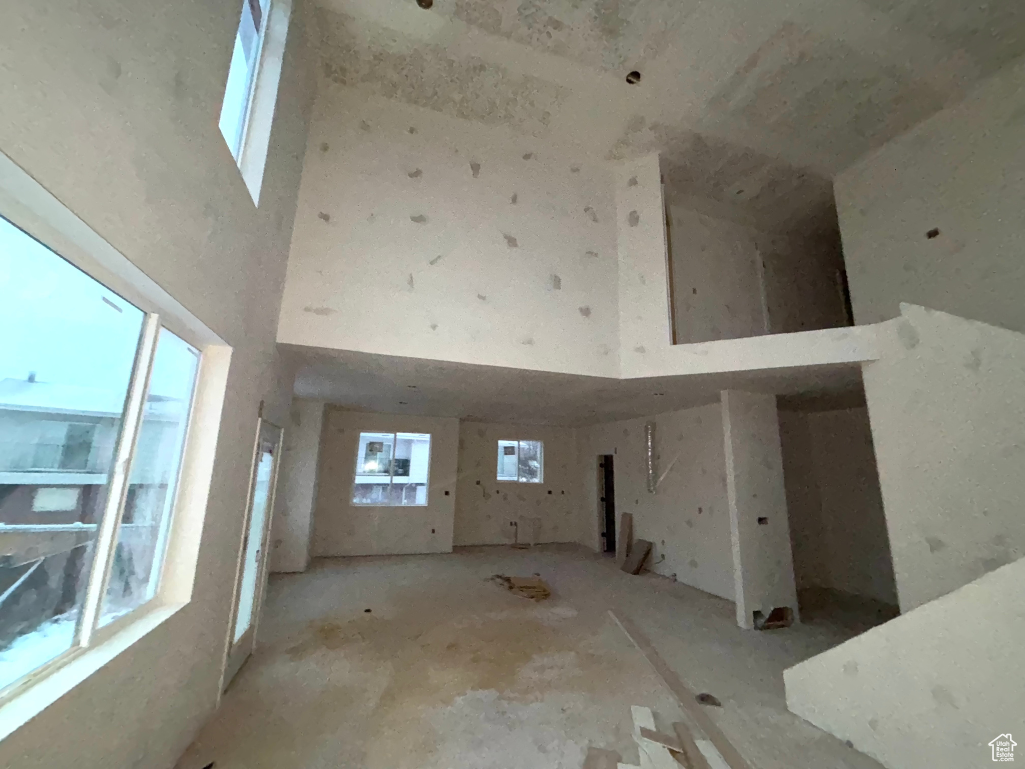 Interior space with a towering ceiling