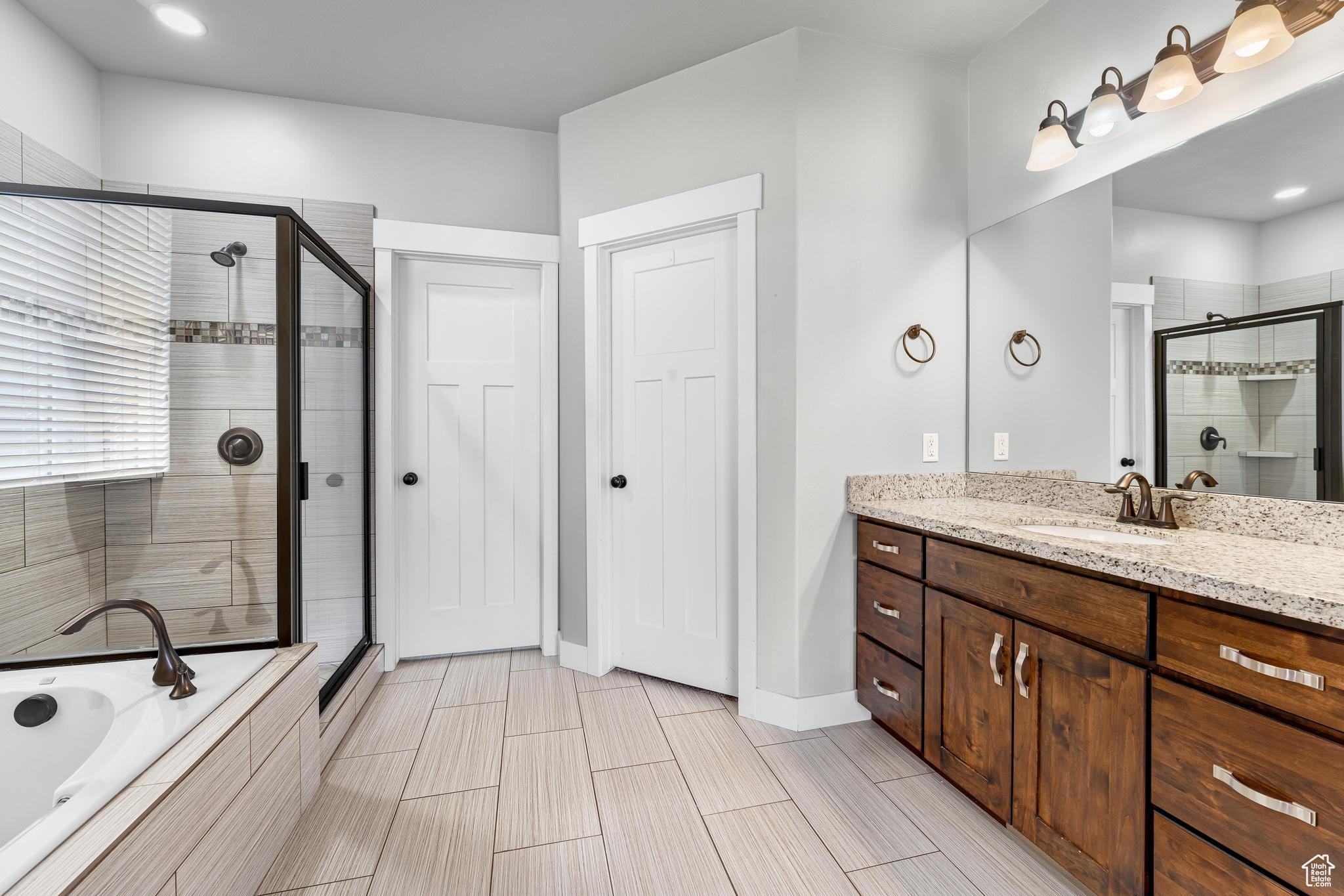 Separate shower and tub