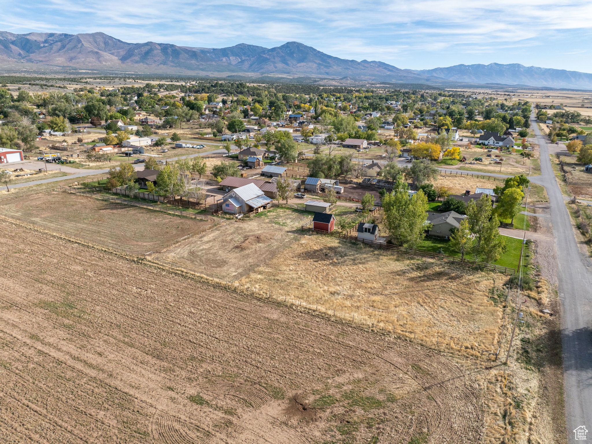 Drone / aerial view featuring a mountain view