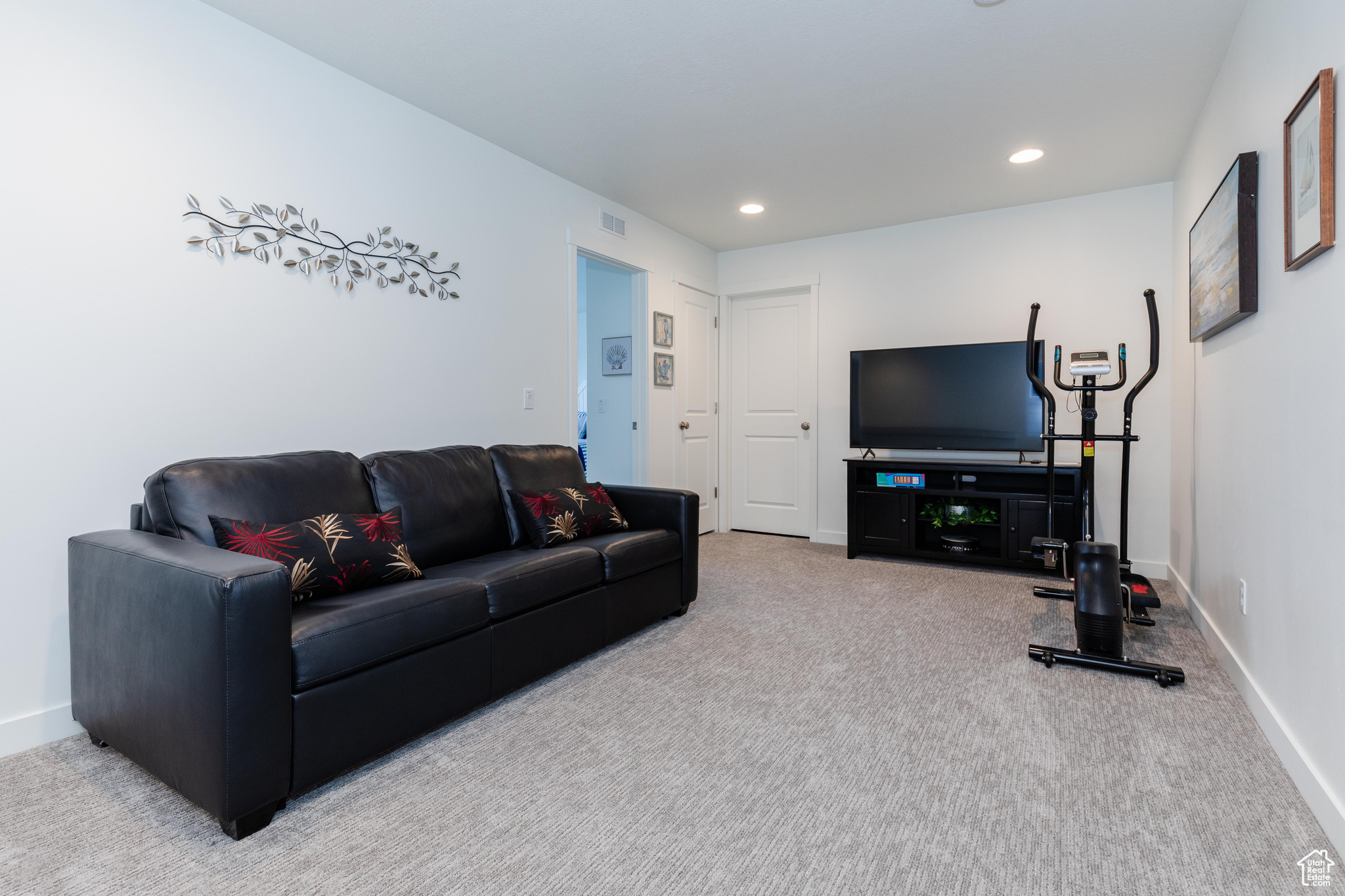 Living room with carpet flooring