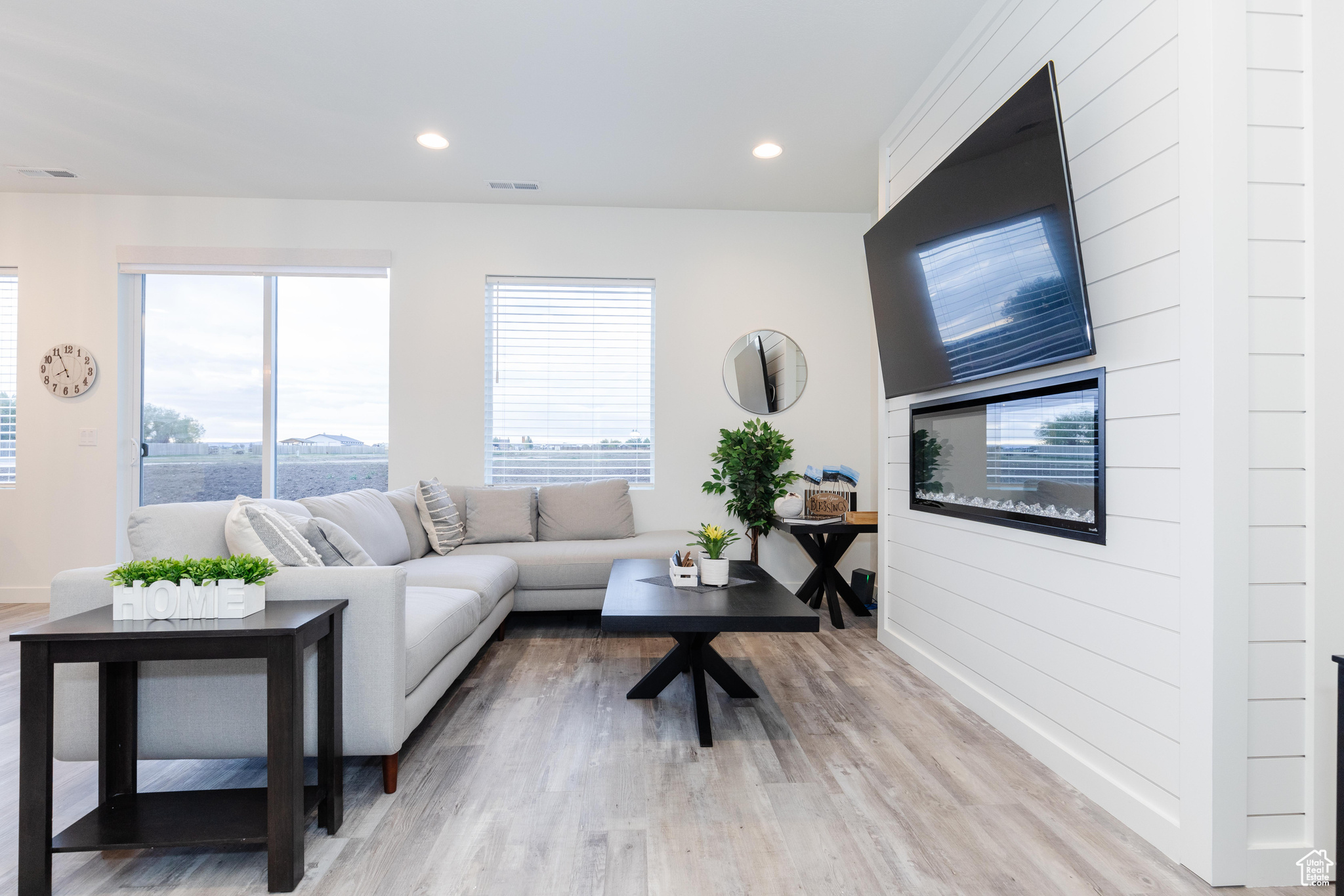 Living room featuring light hardwood / wood-style flooring