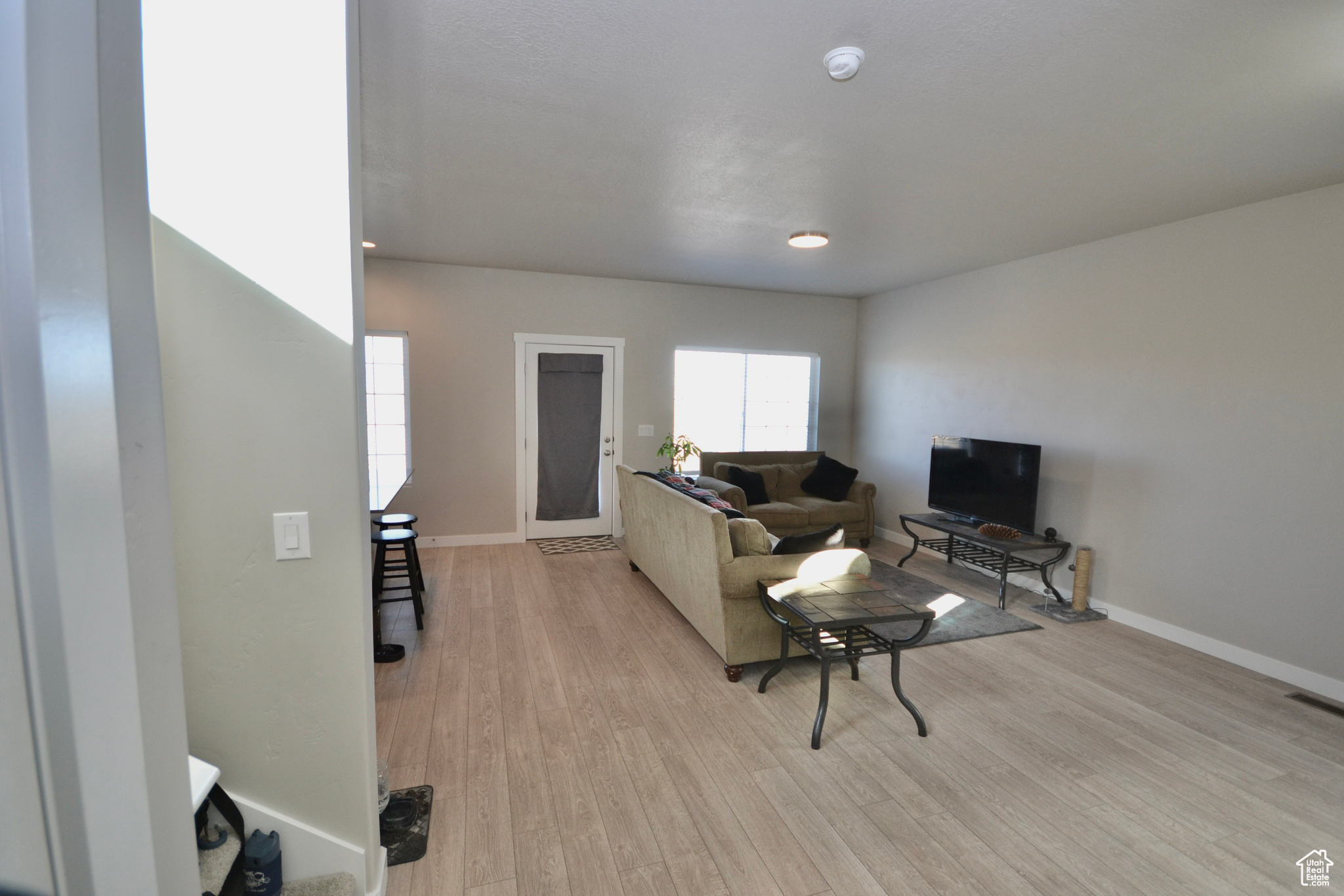 Living room featuring light hardwood / wood-style flooring