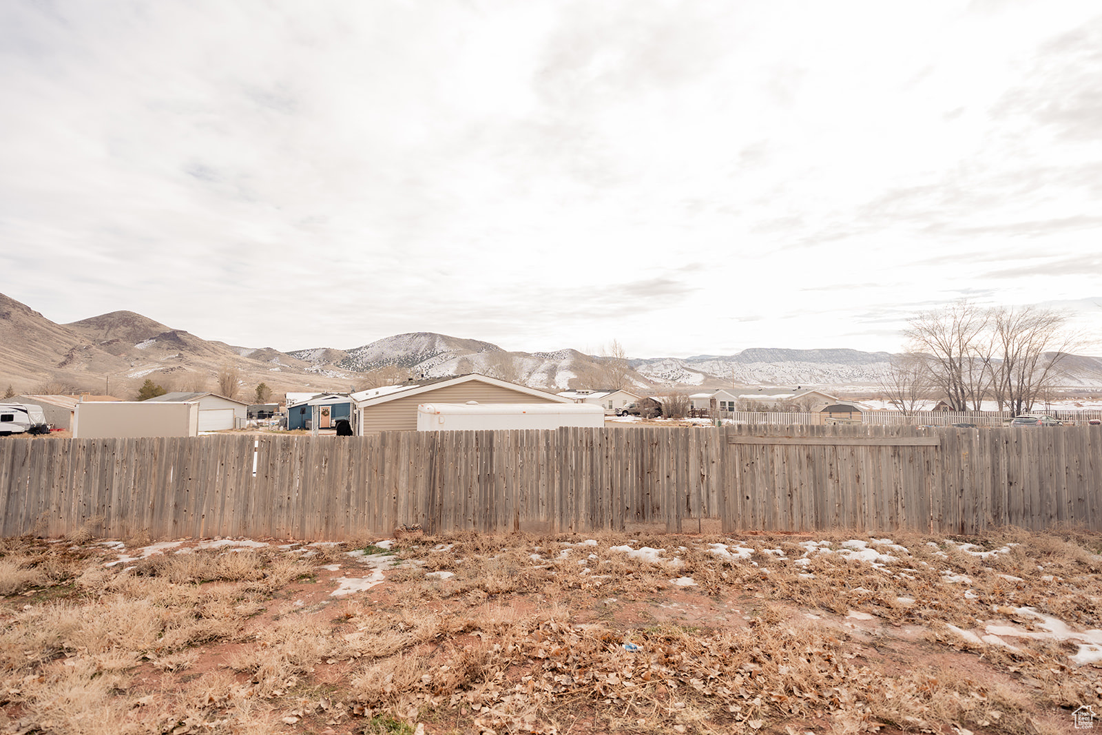 View of yard with a mountain view