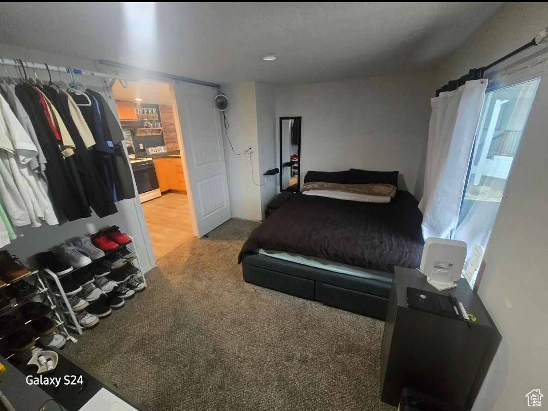 Bedroom with carpet floors
