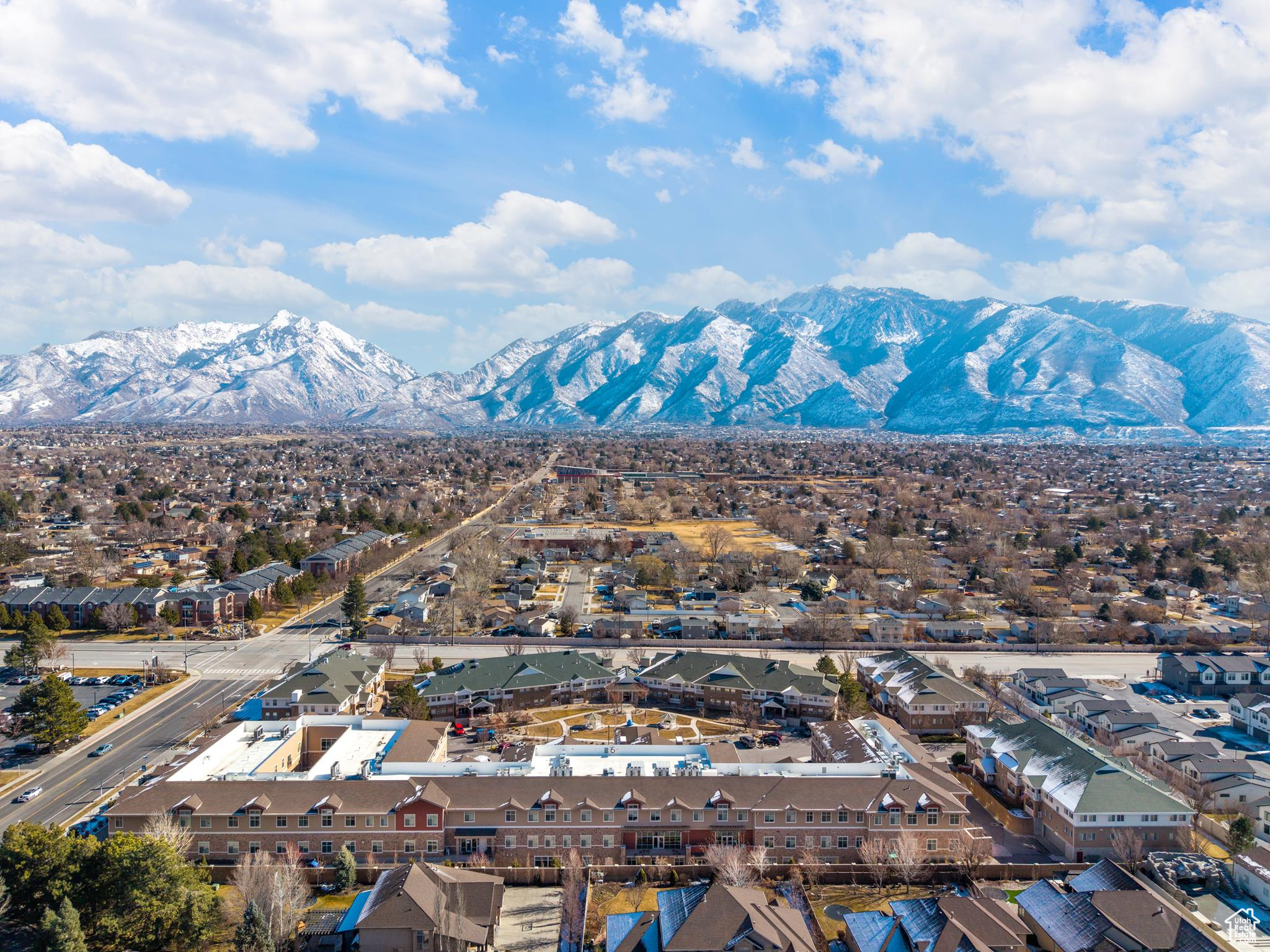 Aerial view featuring a mountain view