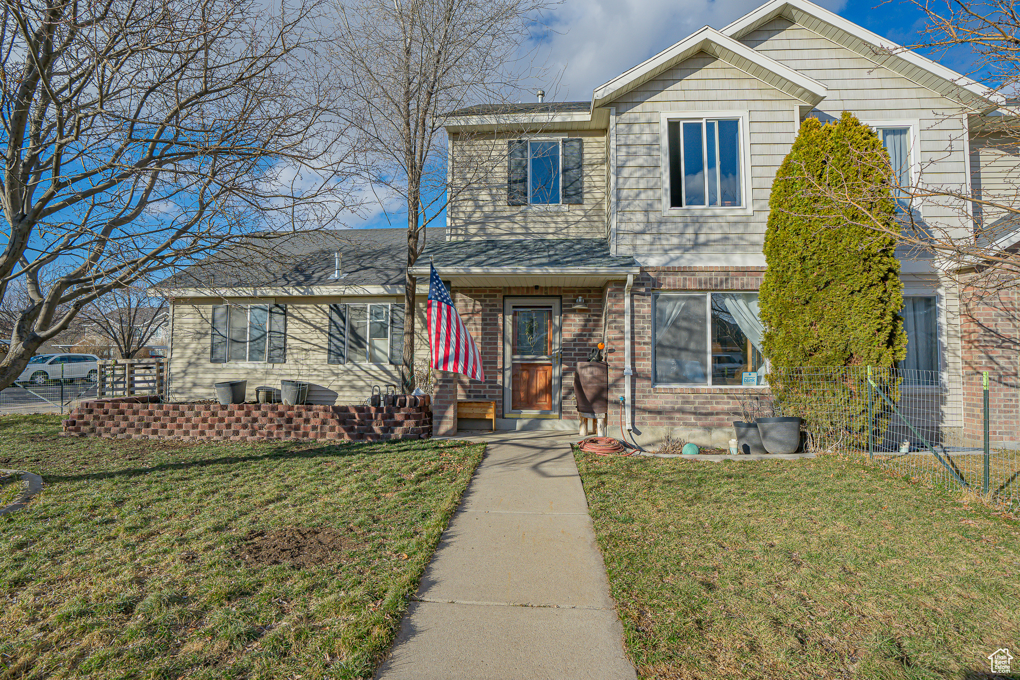 Front yard and sidewalk