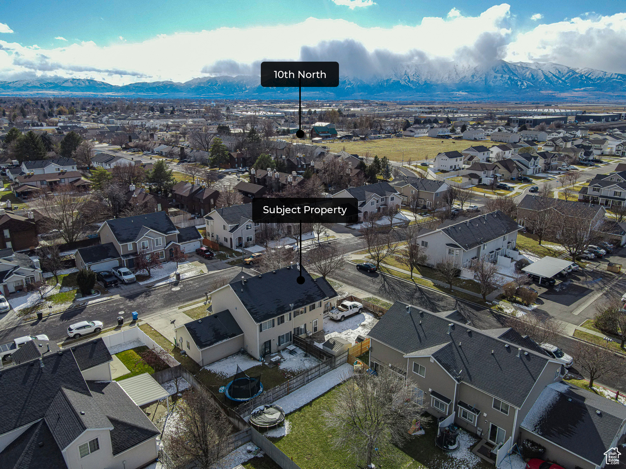 Drone / aerial view with a mountain view