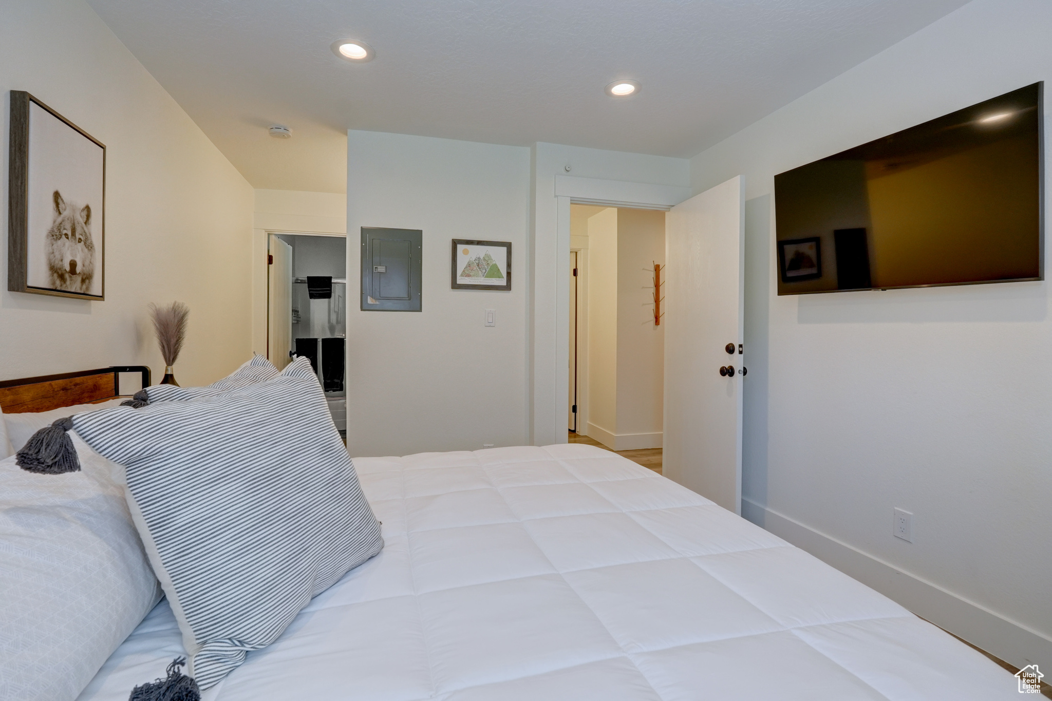 Bedroom with electric panel