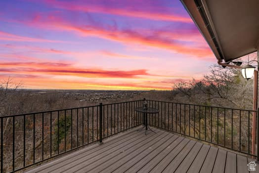 View of deck at dusk