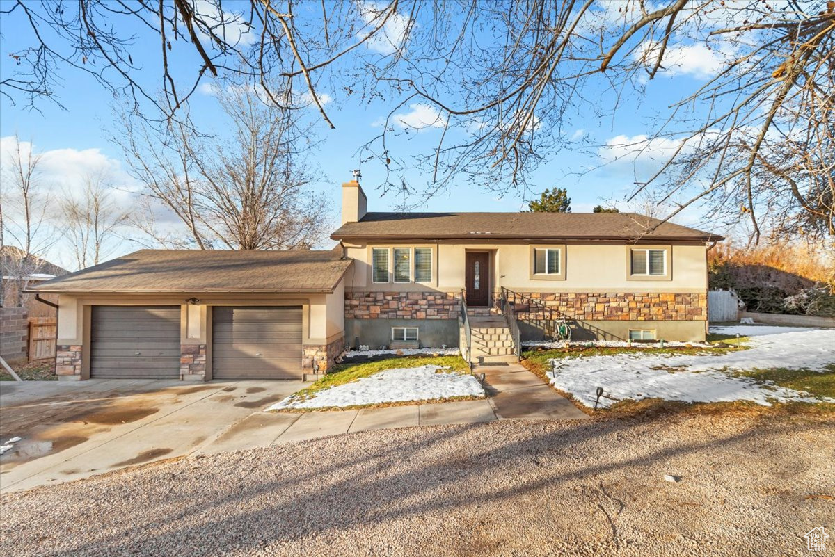 View of front of house with a garage