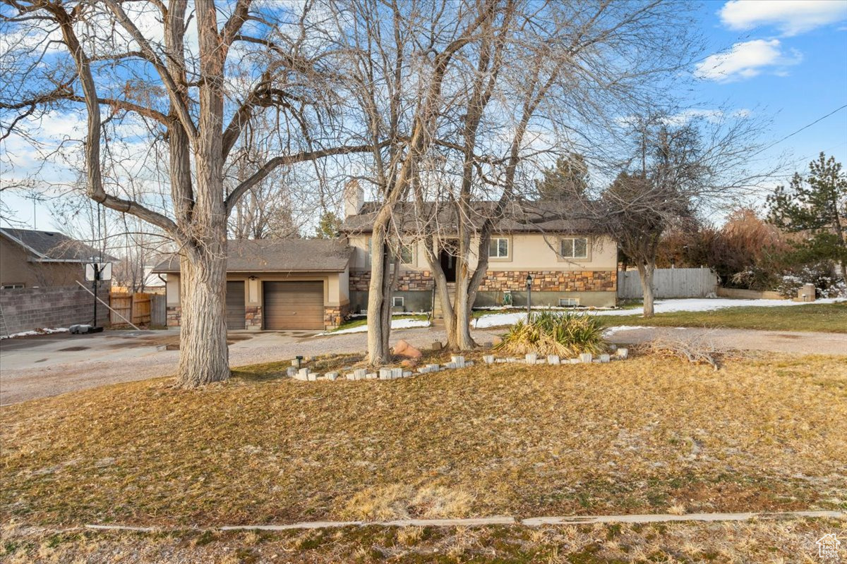View of front of home with a garage