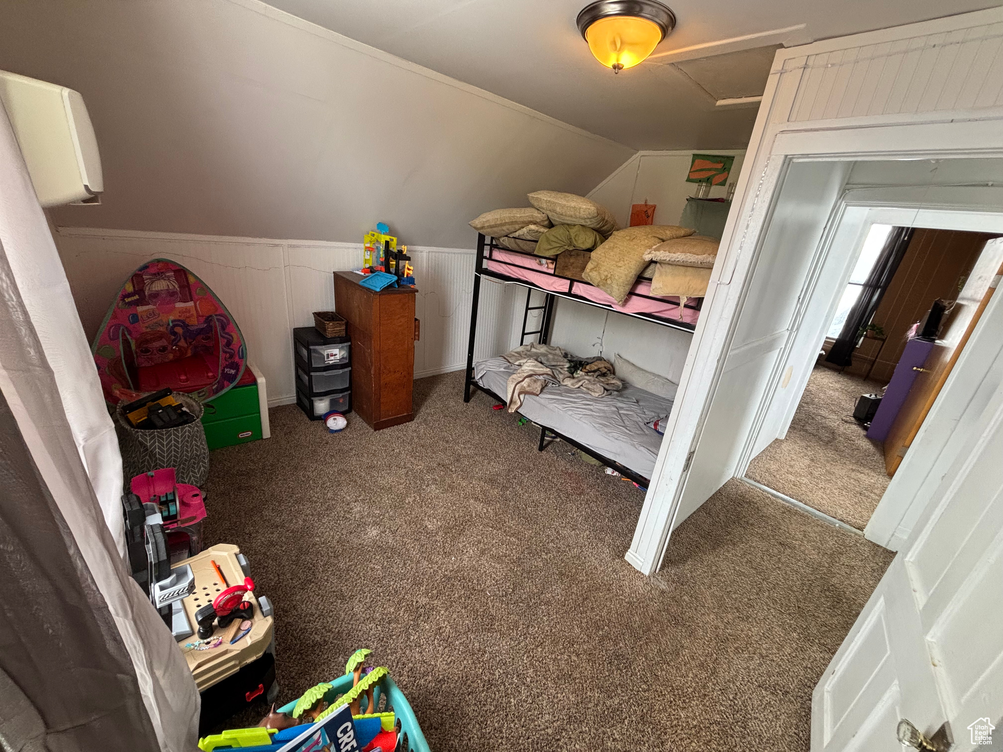 Bedroom with carpet floors