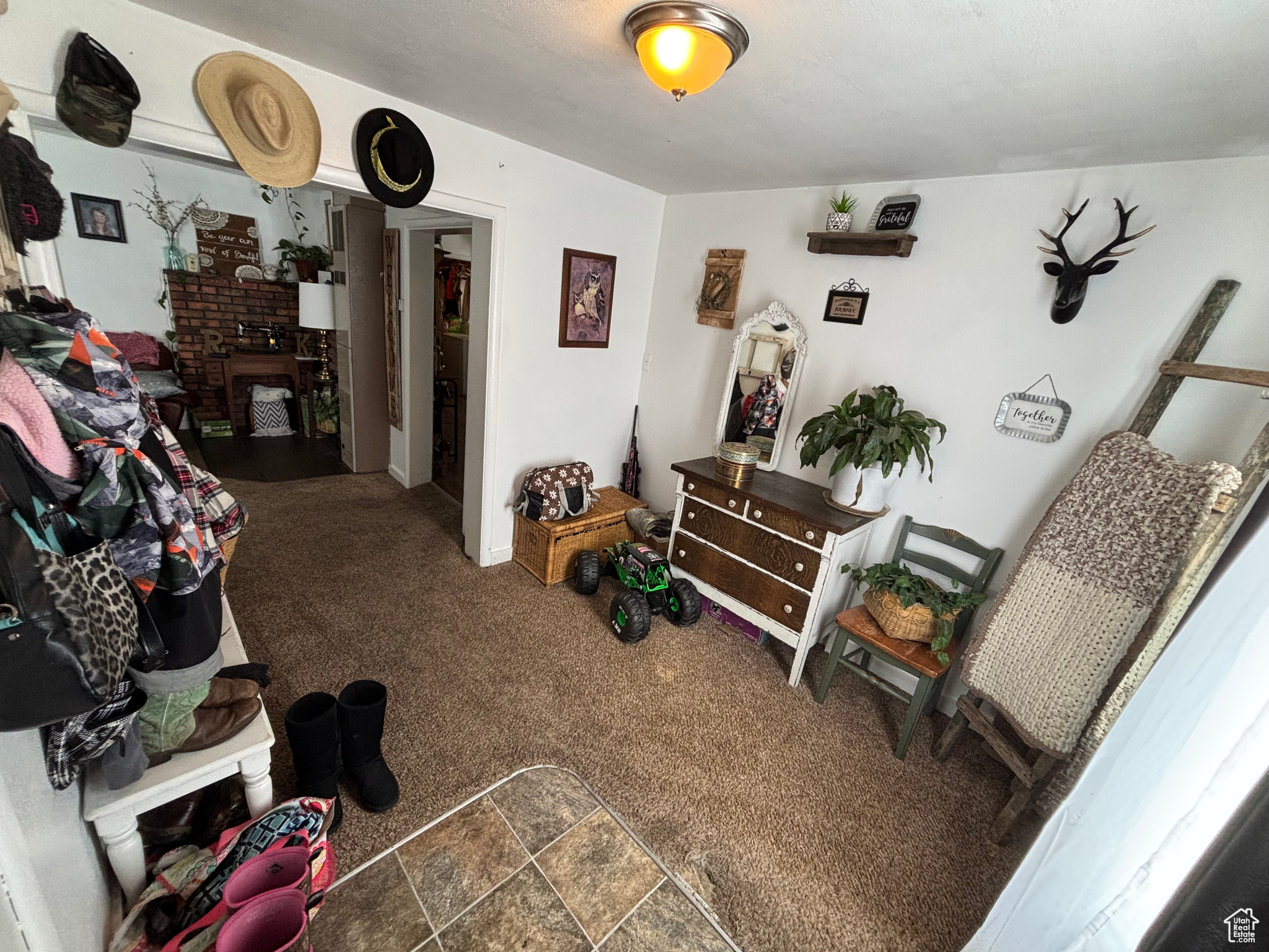 Interior space with carpet floors