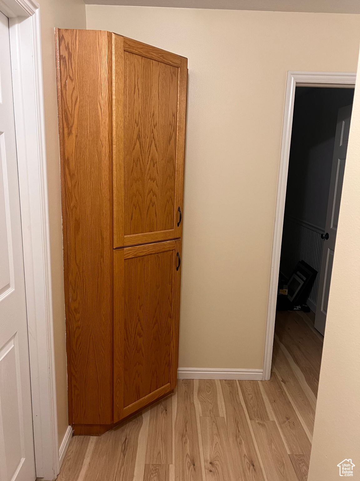 Hall with light hardwood / wood-style flooring