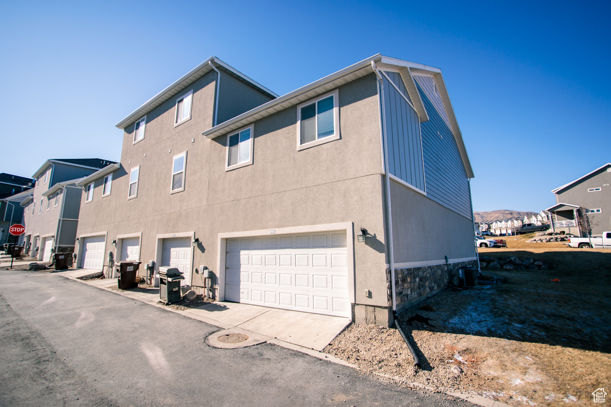 Exterior space with a garage