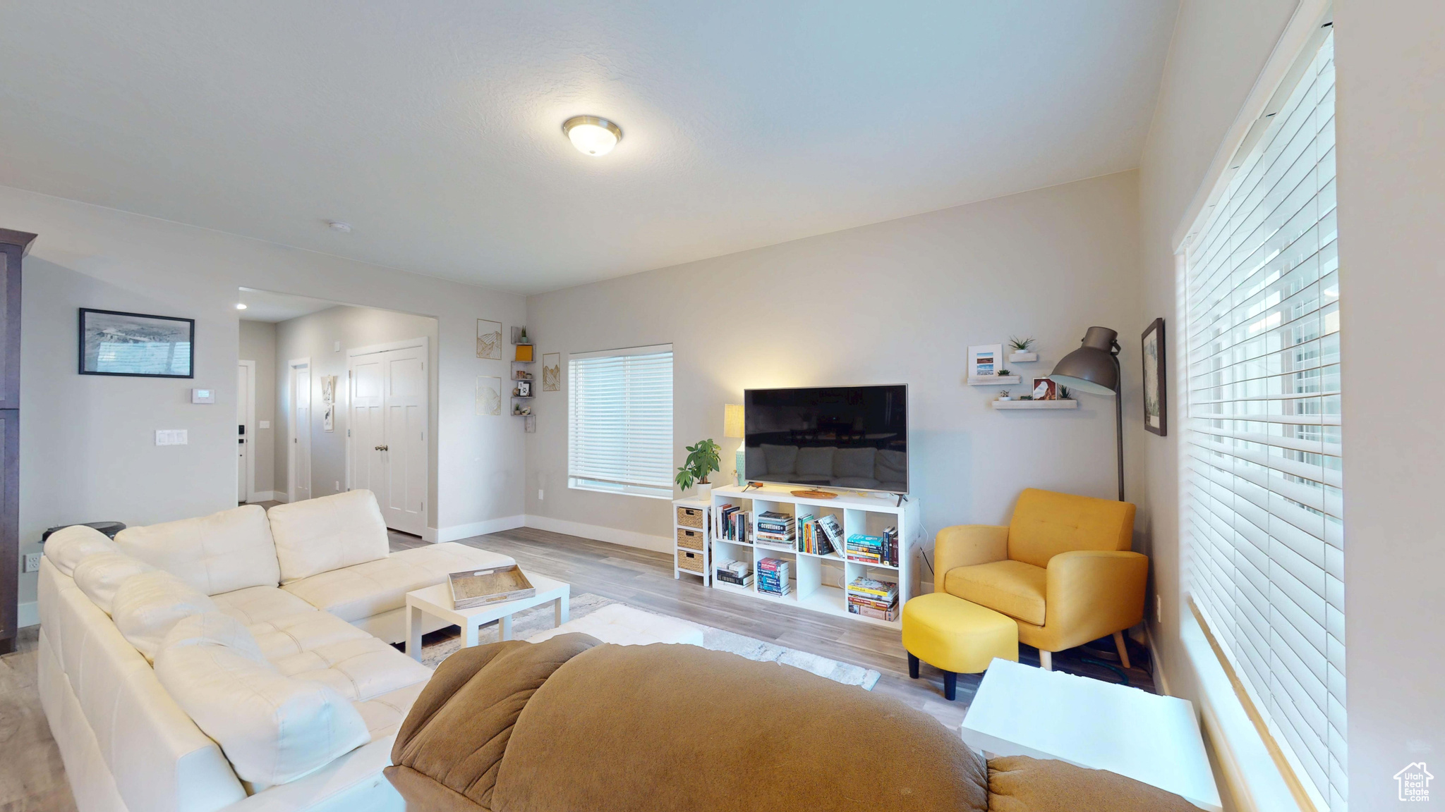 Living room featuring light wood-type flooring