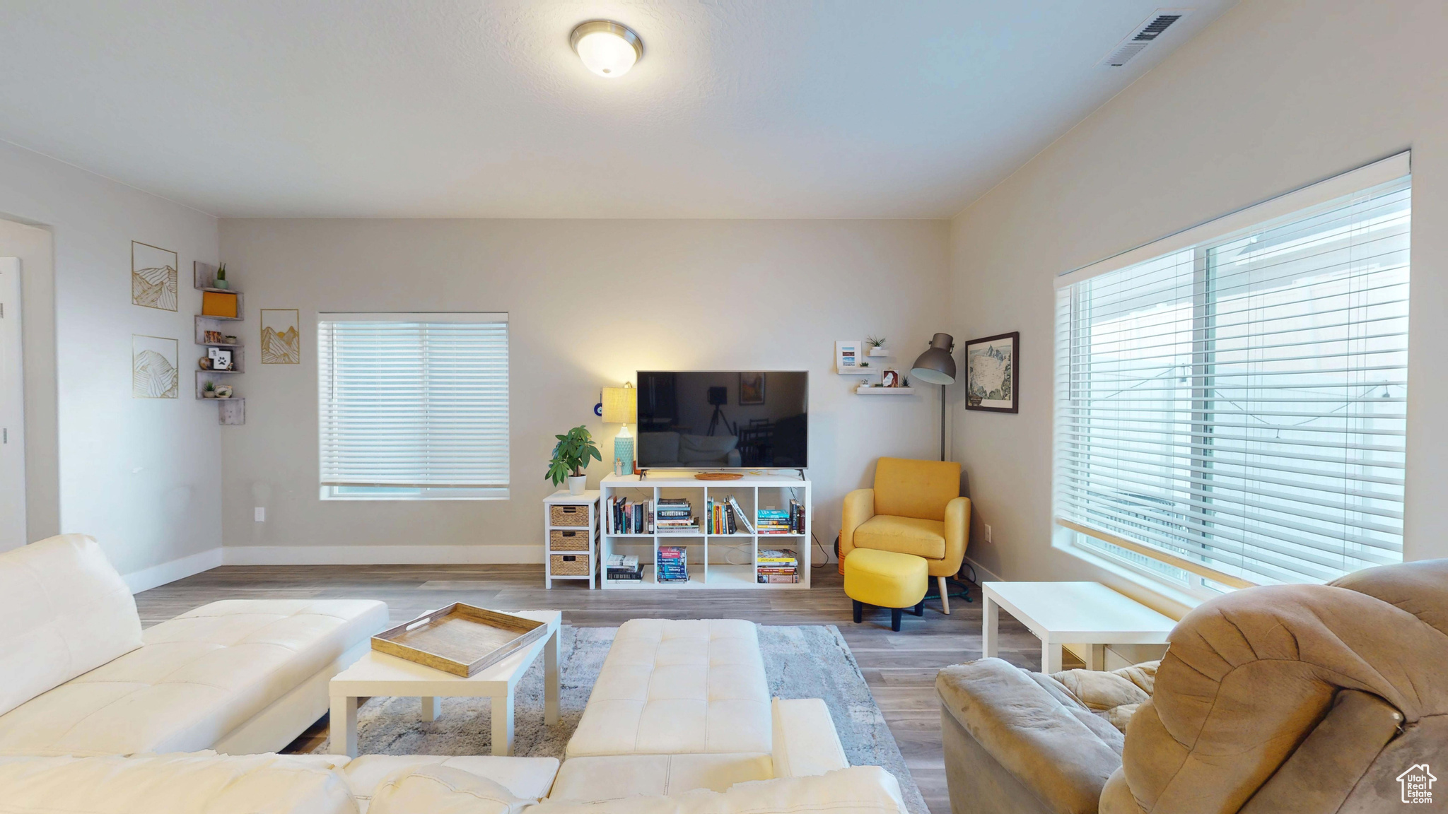 Living room featuring hardwood / wood-style flooring