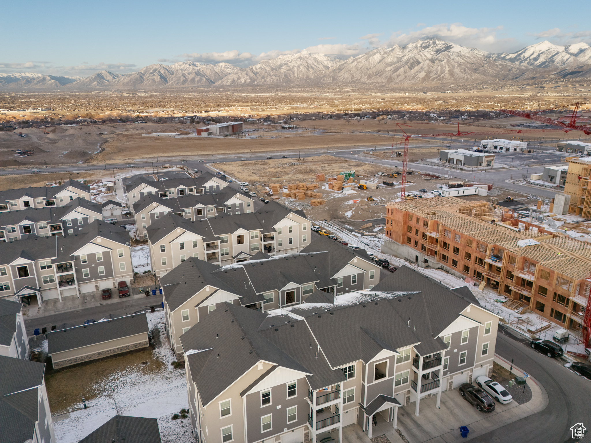 Aerial view featuring a mountain view