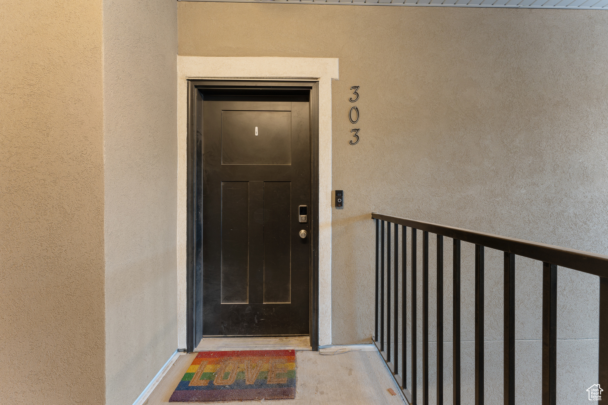 View of exterior entry featuring elevator