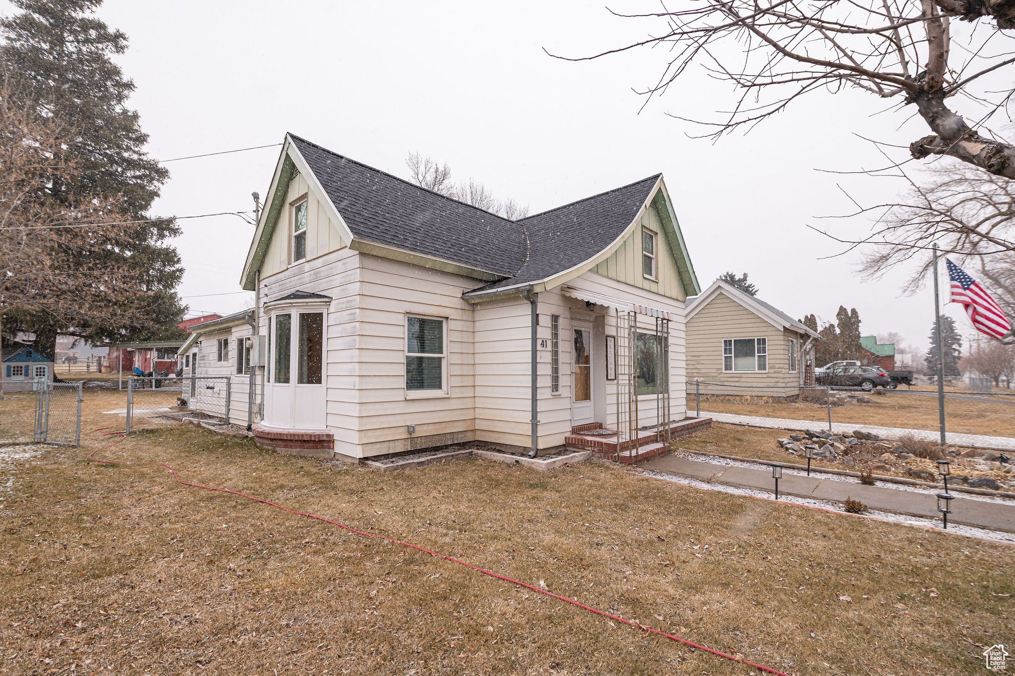 View of home's exterior featuring a lawn