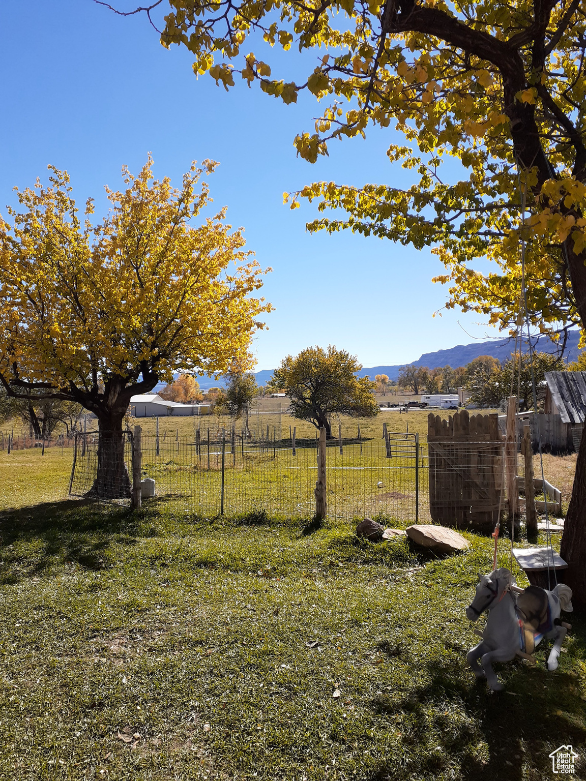 View of yard with a rural view and a mountain view