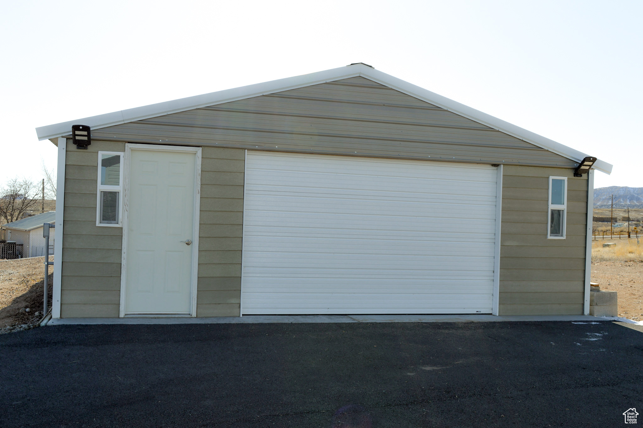 Front view of garage