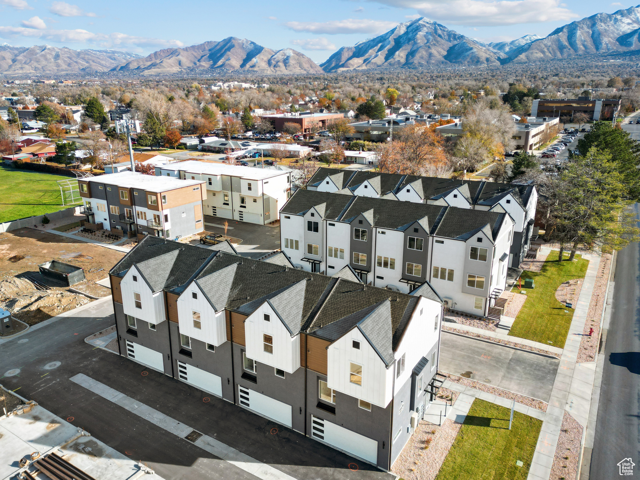Drone / aerial view with a mountain view