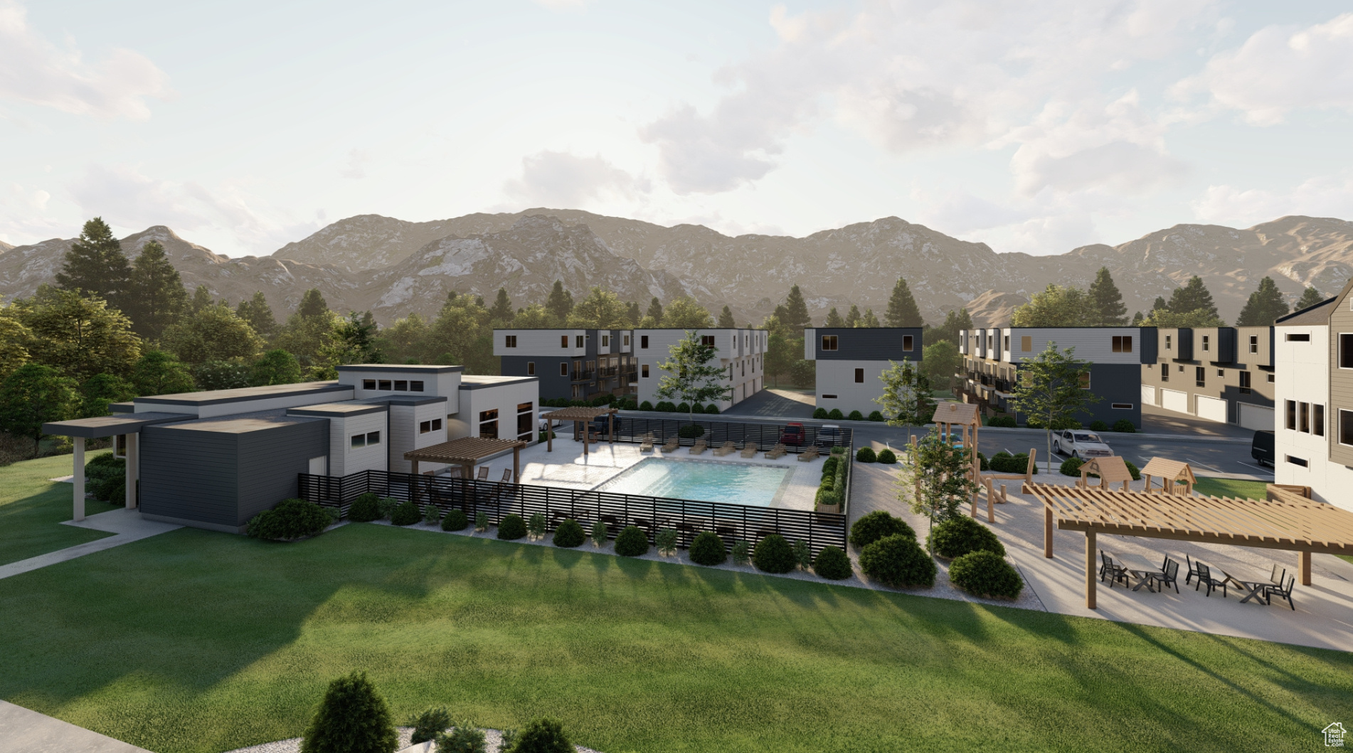 Clubhouse with full gym, firepit, pool, playground and picnic area