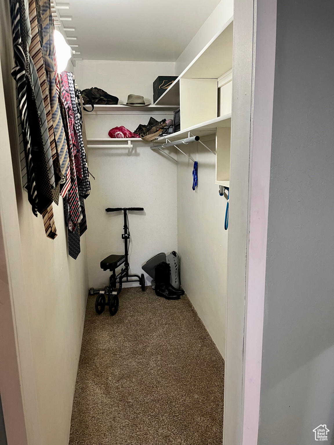 Walk in closet with carpet